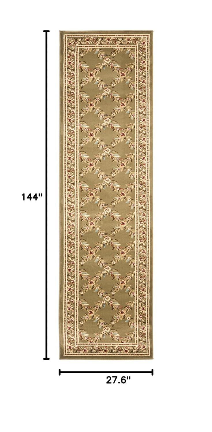 Lyndhurst LNH557 Power Loomed Runner Rug - Green/Green - 2'3"x12' - Safavieh