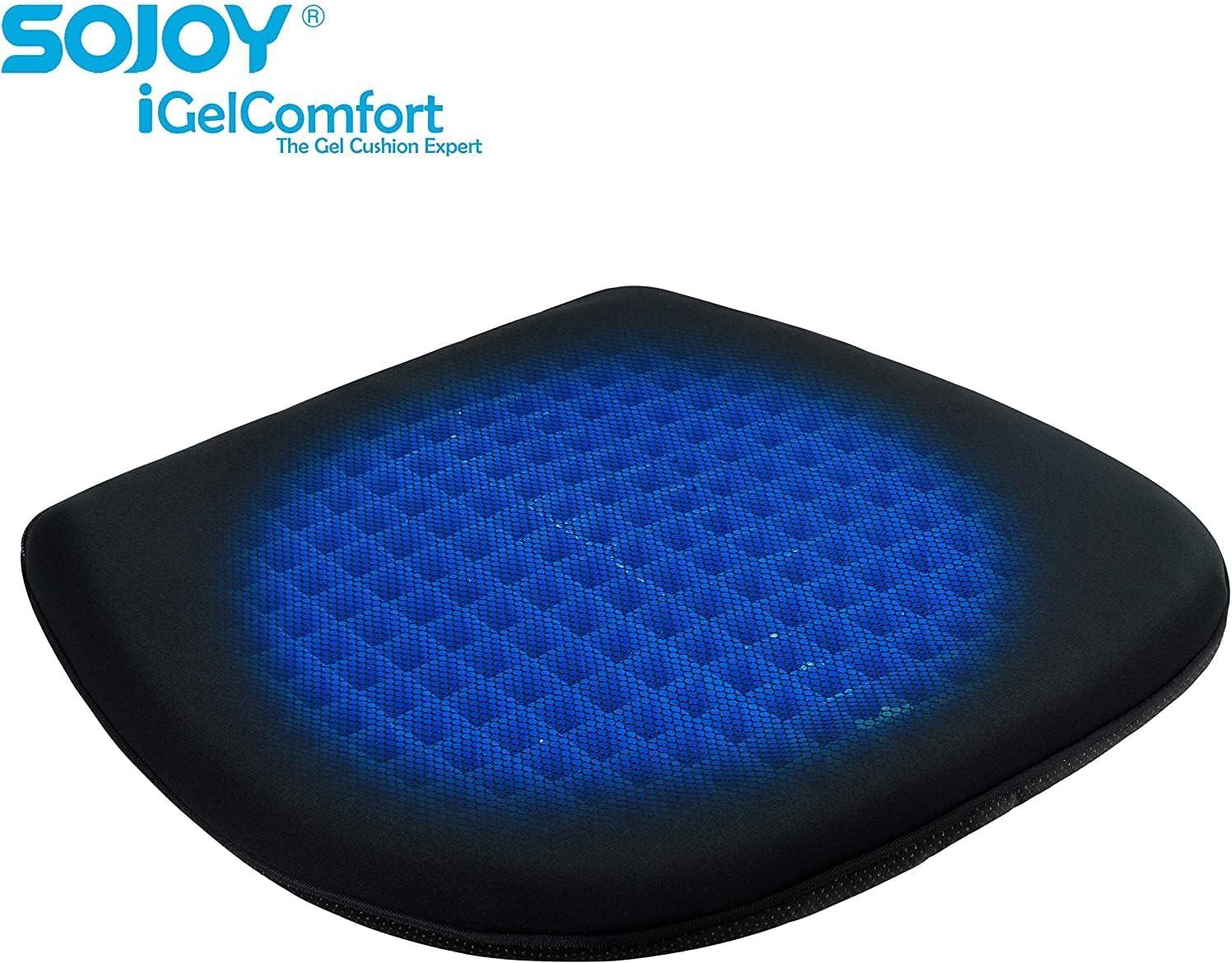 Sojoy Gel Seat Cushion Coccyx Orthopedic Breathable Gel and Memory Foam Car Seat Cushion Summer Cooling Cushion(Black)