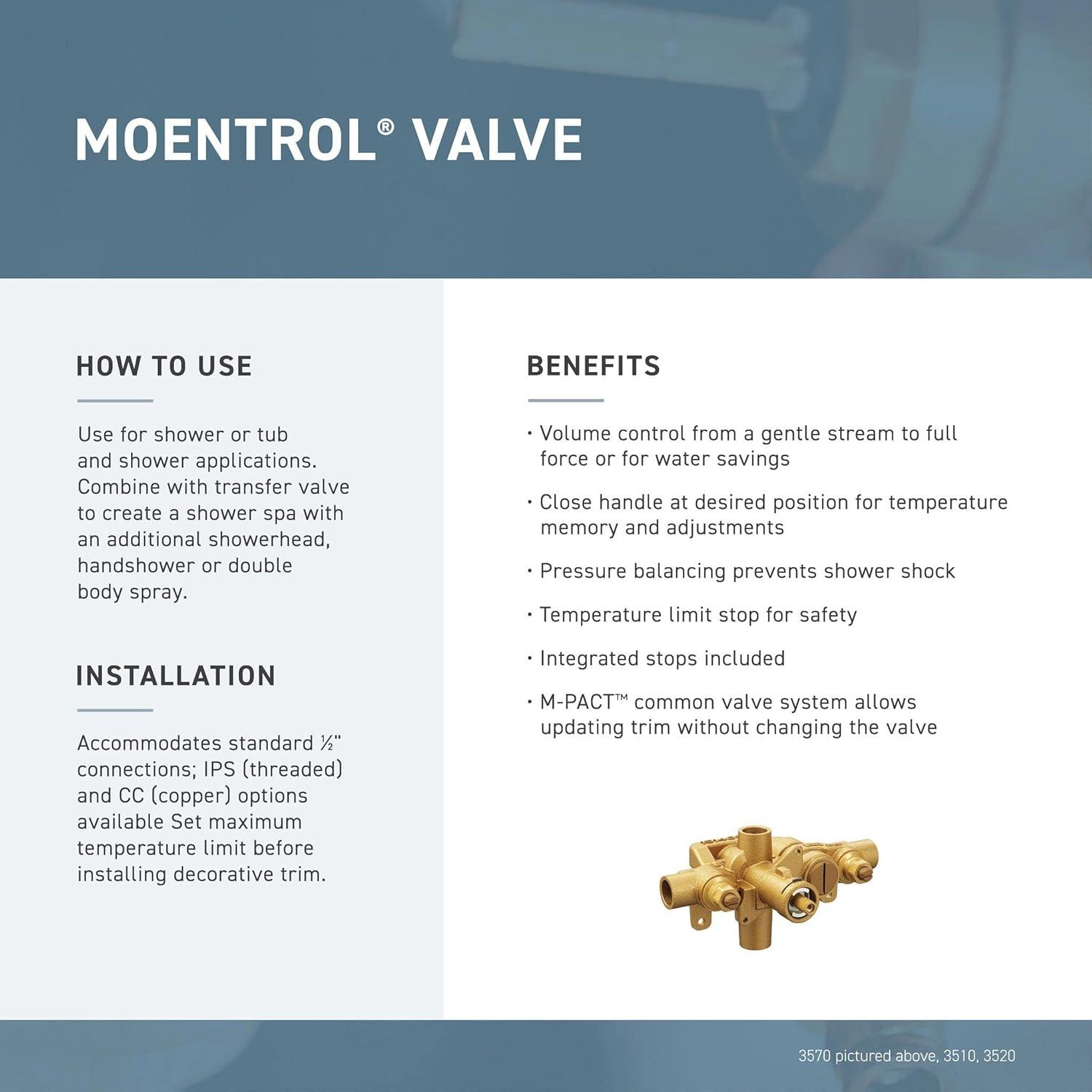 Moen Brass 1/2-Inch Pressure Balanced Shower Valve