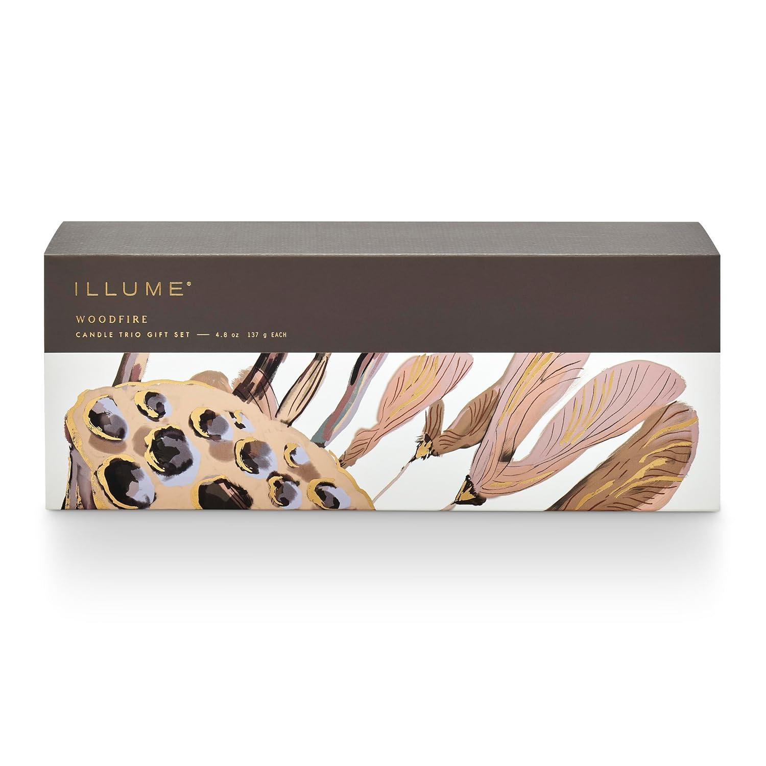 ILLUME Candle Trio Gift Set, Woodfire (Set of 3)
