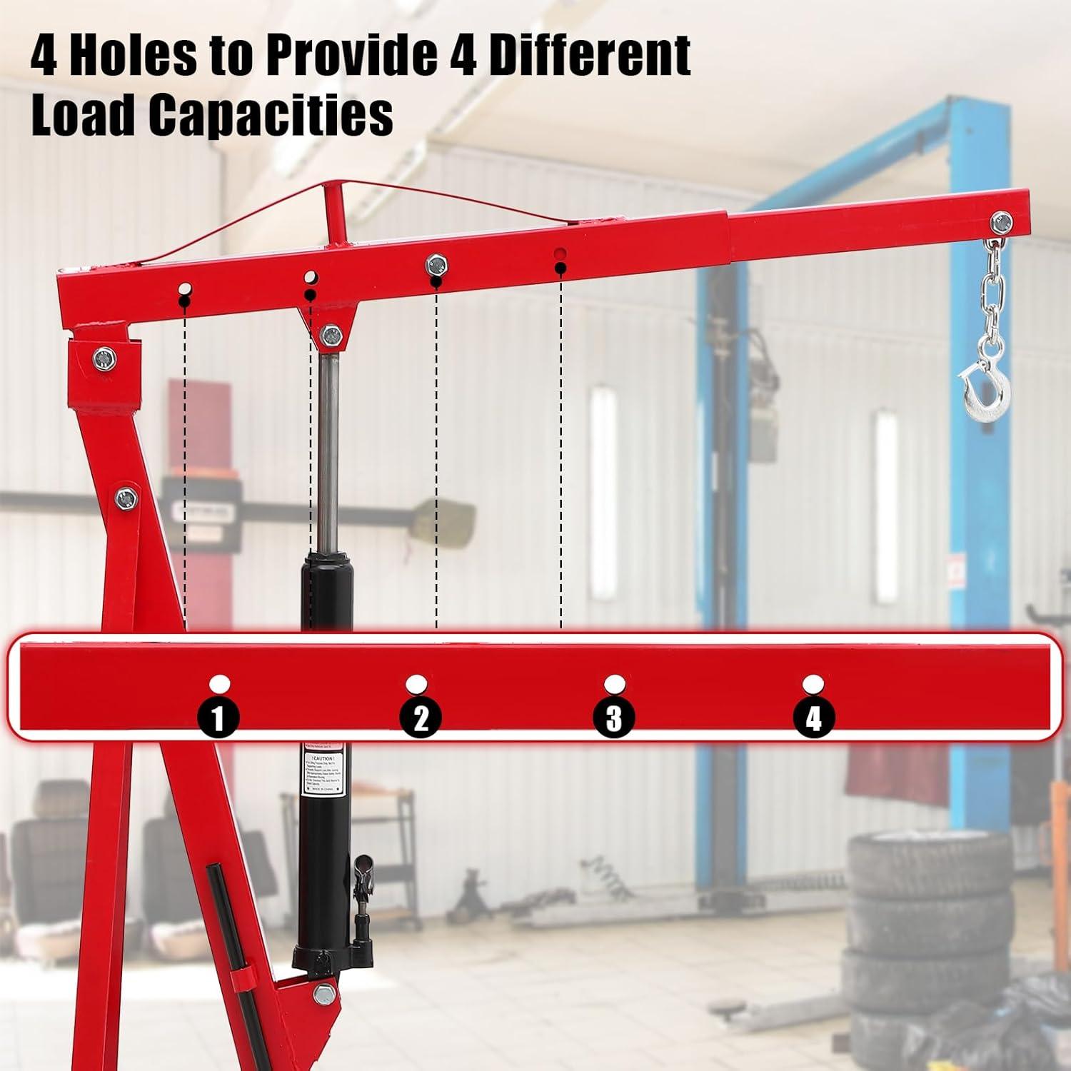 Dragway Tools 2 Ton Folding Air Hydraulic Engine Hoist Cherry Picker Shop Crane