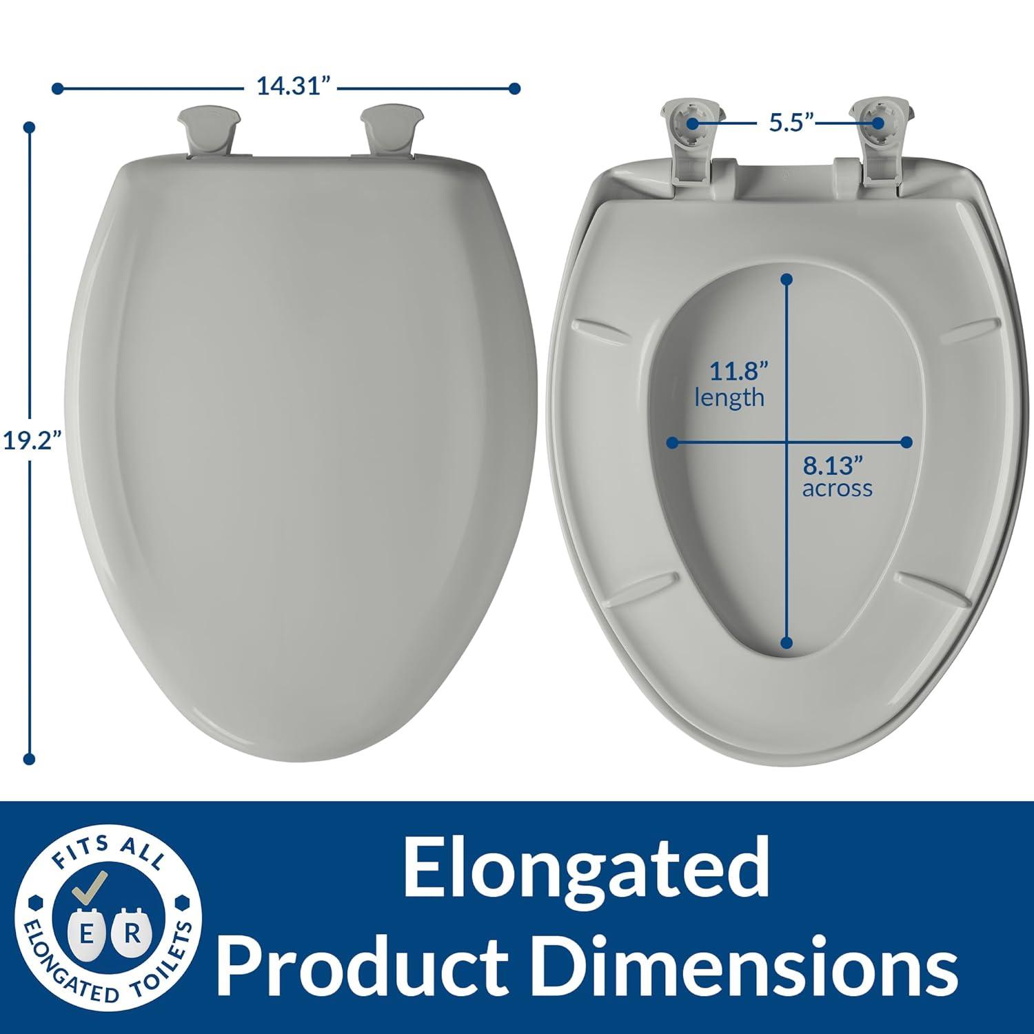 Bemis Classic Colors Slow Close Toilet Seat, Easy Clean Hinges and Durable Plastic Seat, Made in USA, Elongated, Black