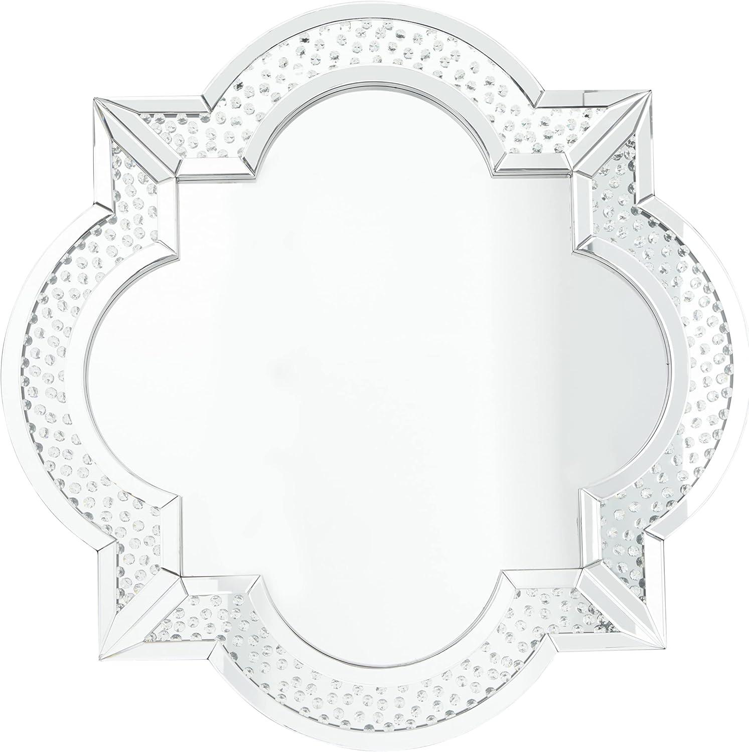 DecMode 40" x 40" Gray Quatrefoil Wall Mirror