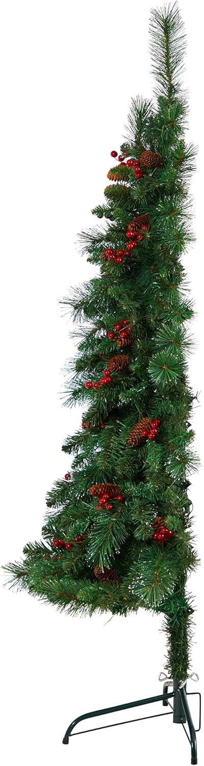 5ft Green Pine Artificial Christmas Tree with Pinecones and LED Lights