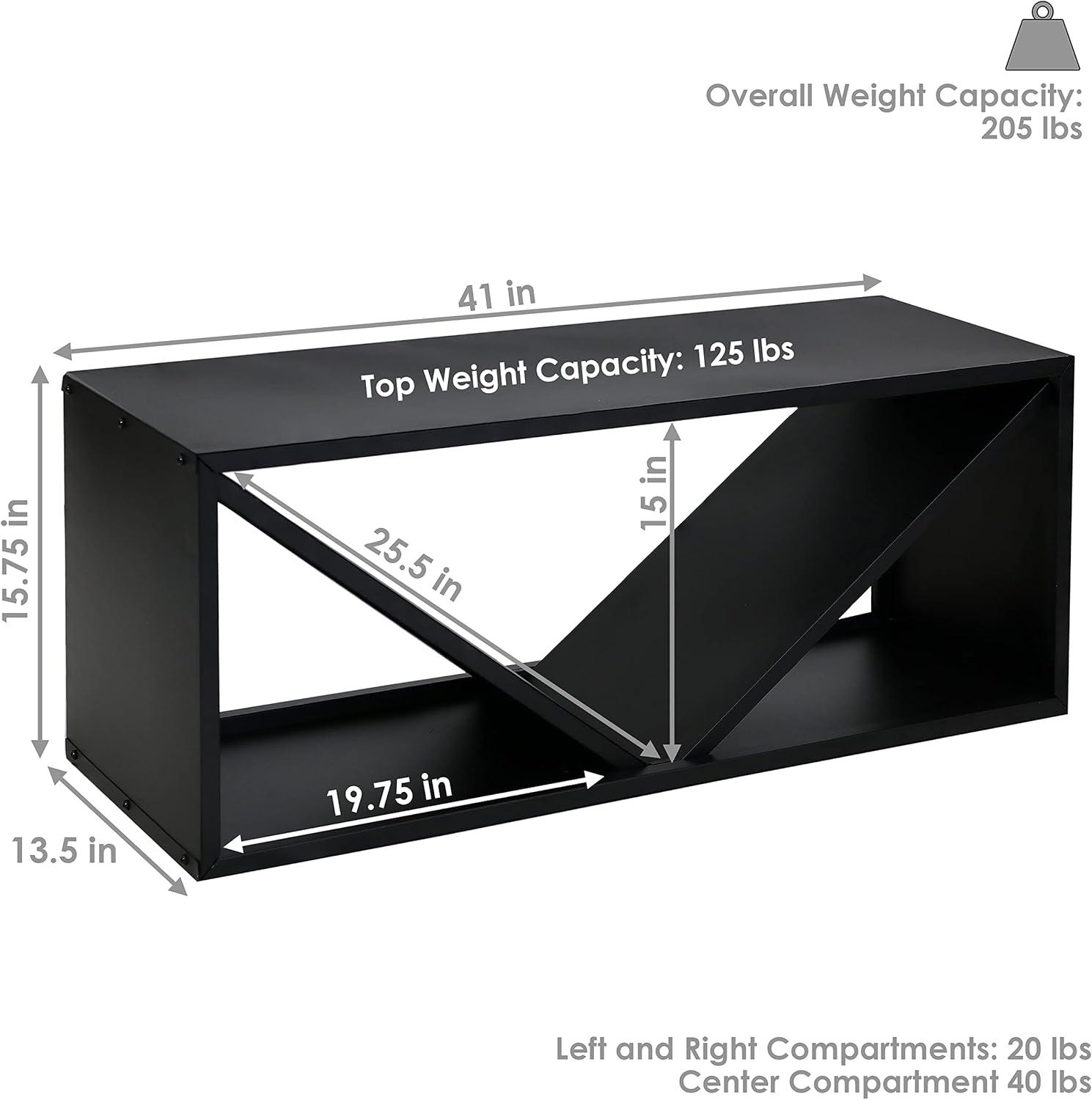 Sunnydaze Indoor/Outdoor Steel Triple Triangle Fire Pit or Fireplace Firewood Log Rack Storage Holder - 41" - Black