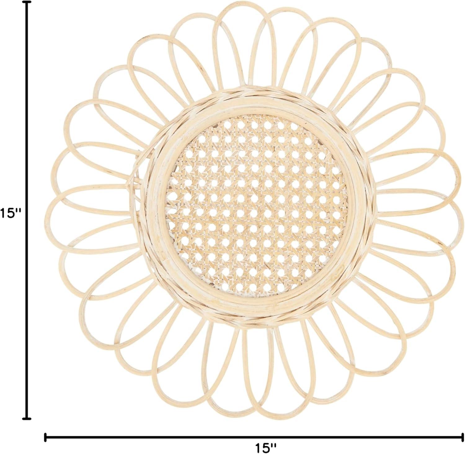 Cream Scallop Round Rattan Placemats, Set of Four