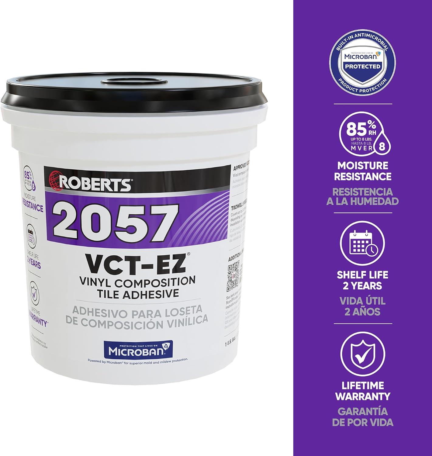 Roberts 2057-1 1 Gallon Vinyl Composition Tile VCT Adhesive, for Installing Vinyl-Composition or Vinyl-Asphalt