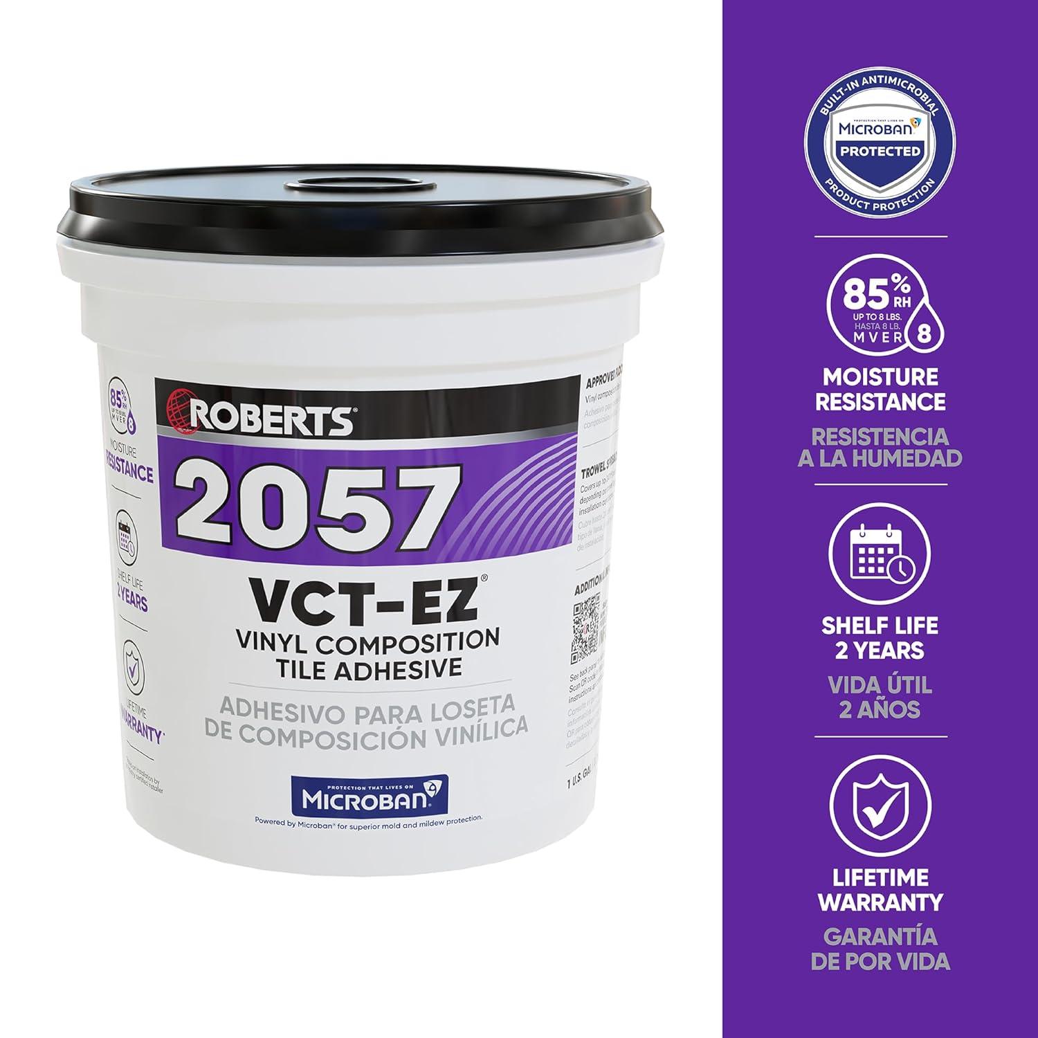 Roberts 2057-1 1 Gallon Vinyl Composition Tile VCT Adhesive, for Installing Vinyl-Composition or Vinyl-Asphalt