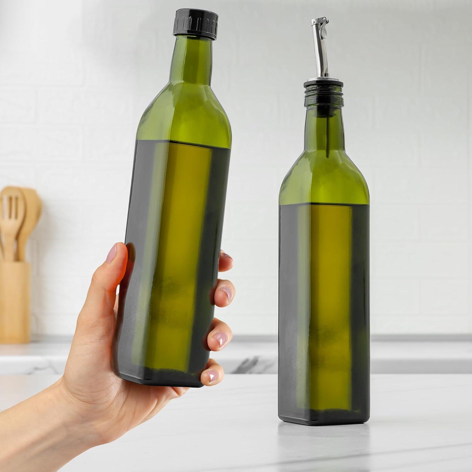 Zulay Kitchen Olive Oil Bottle Dispenser with Pour Spout Funnel and Cork 8 pc Set 17 oz