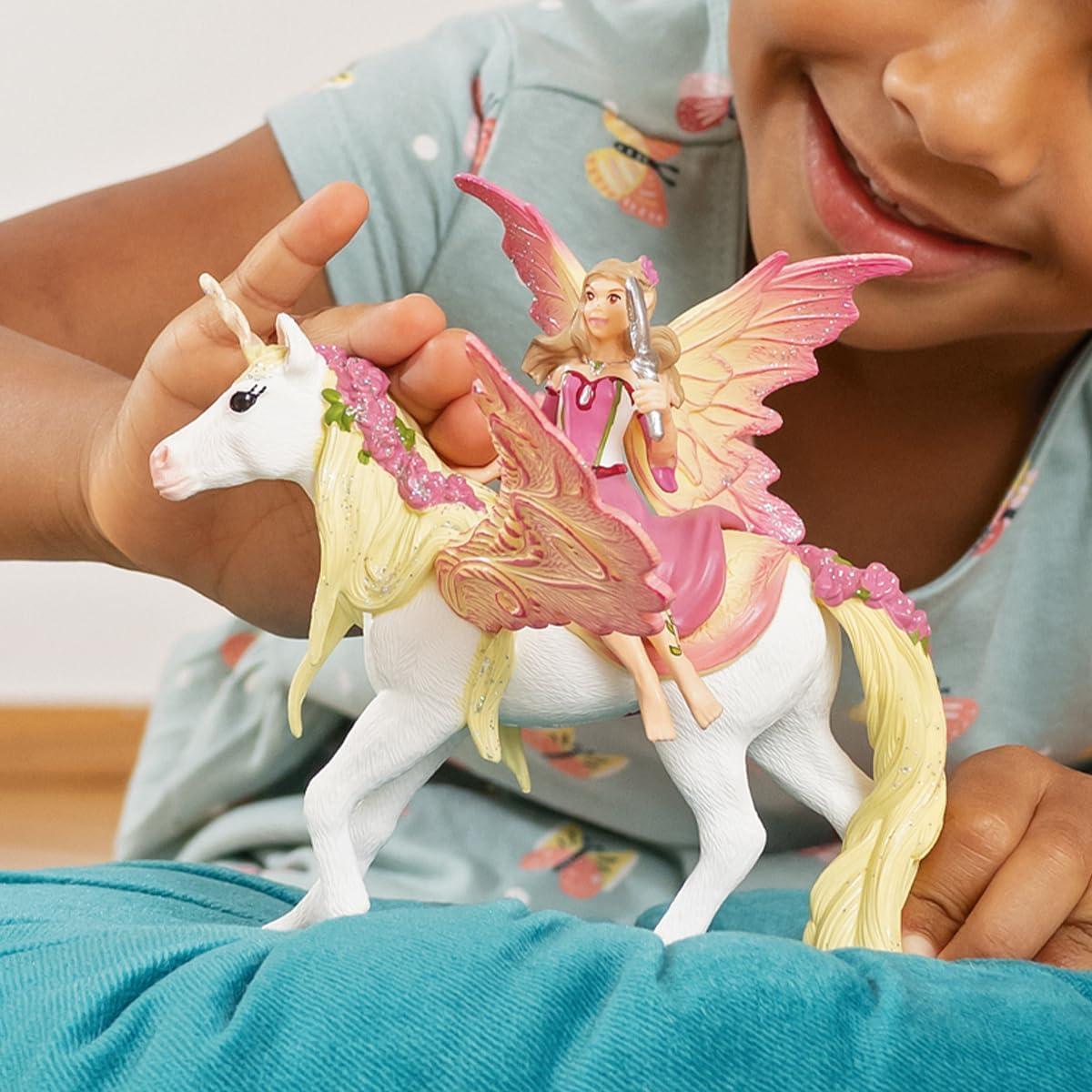 Schleich - Bayala: Fairy Feya with Glitter Unicorn, Fairy Rider & Unicorn Toy Figurine Educational Playset, 2 Pcs