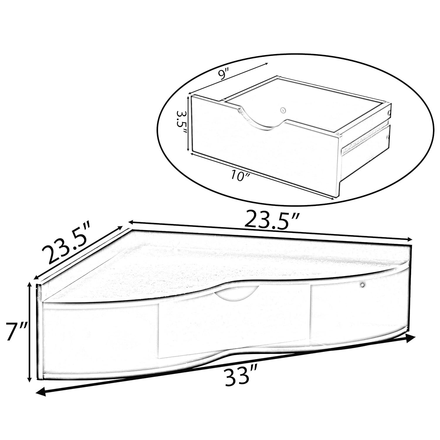 Basicwise Brown Corner Desk Heart Shaped Wall Mounted Office Table with Drawer and Two Shelves Computer Writing Desk