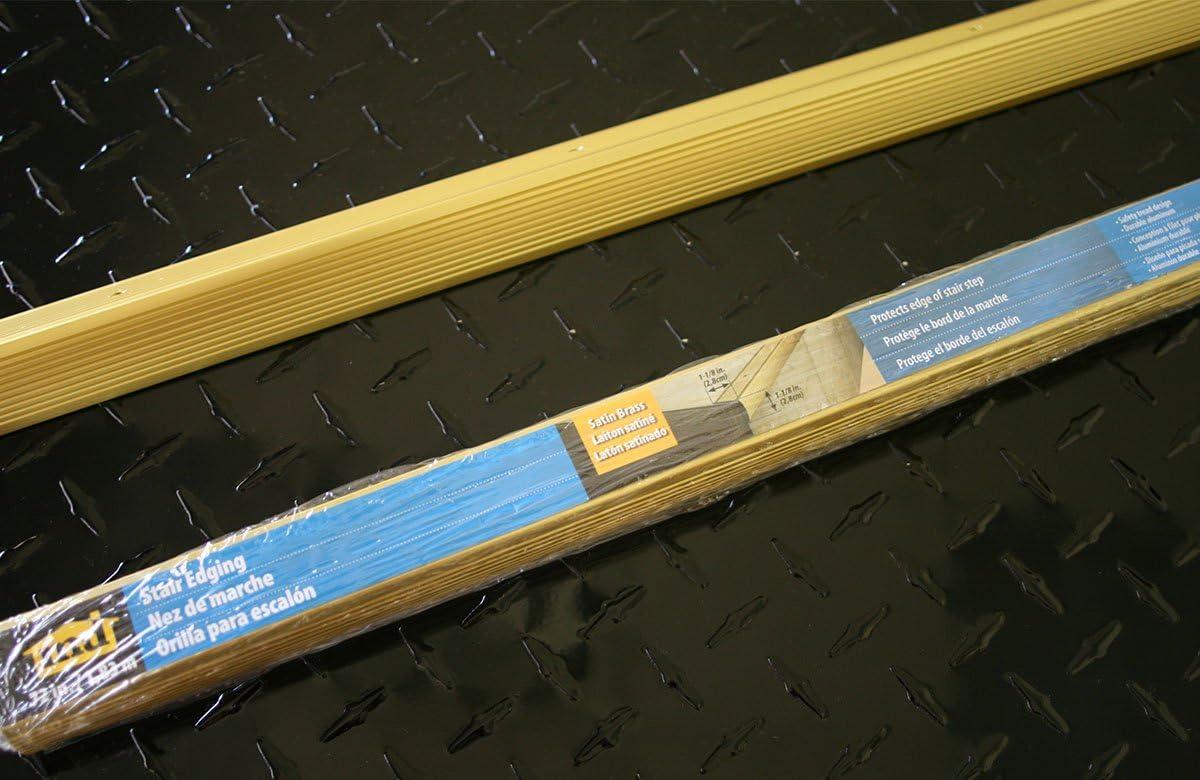 M-D Building Products 79103 1-1/8 In. X 1-1/8 In. X 72 In. Satin Brass Aluminum Stair Edging w/ Screw Nails