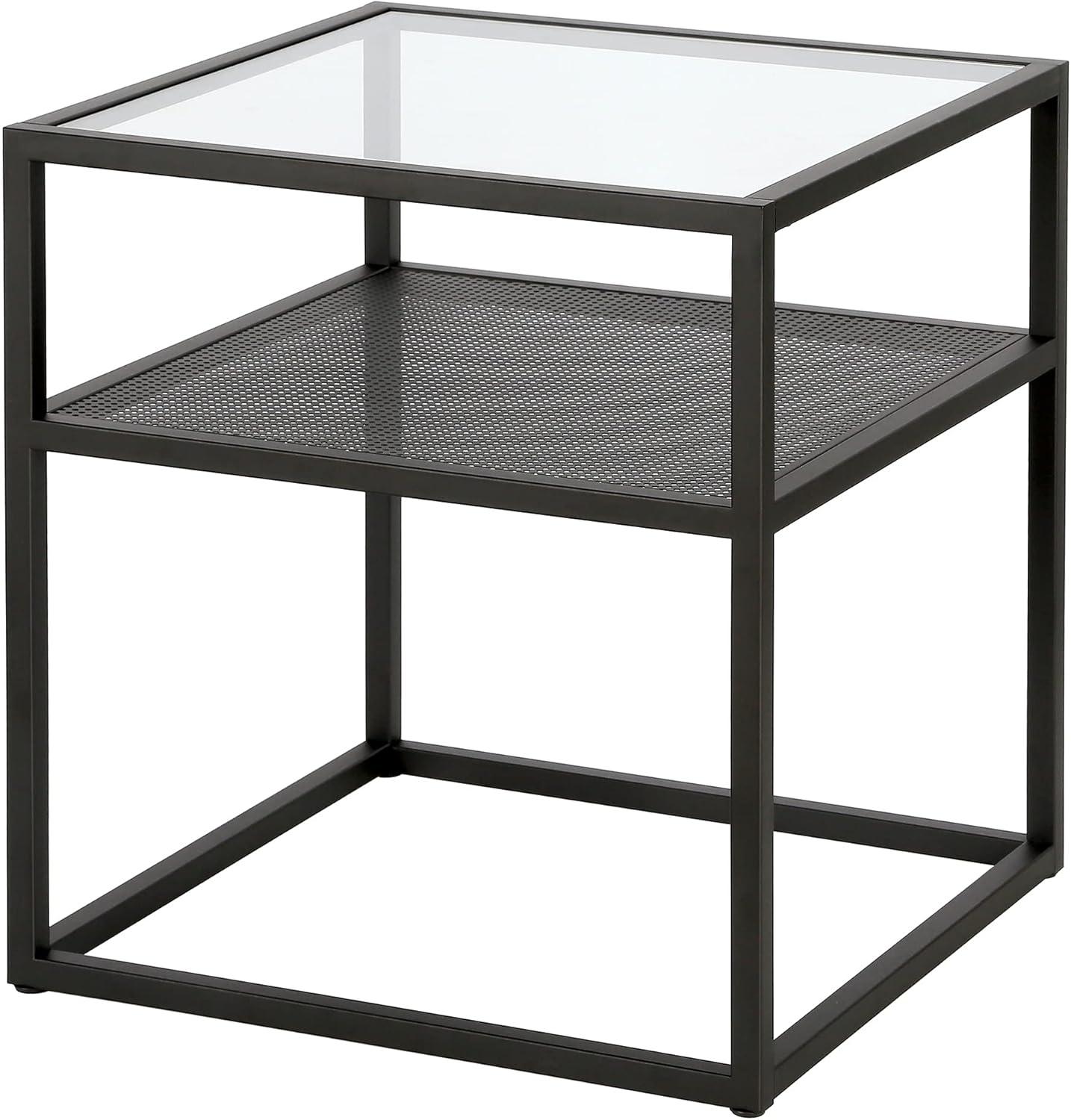 Evelyn&Zoe Nellie 20" Wide Square Side Table, Blackened Bronze