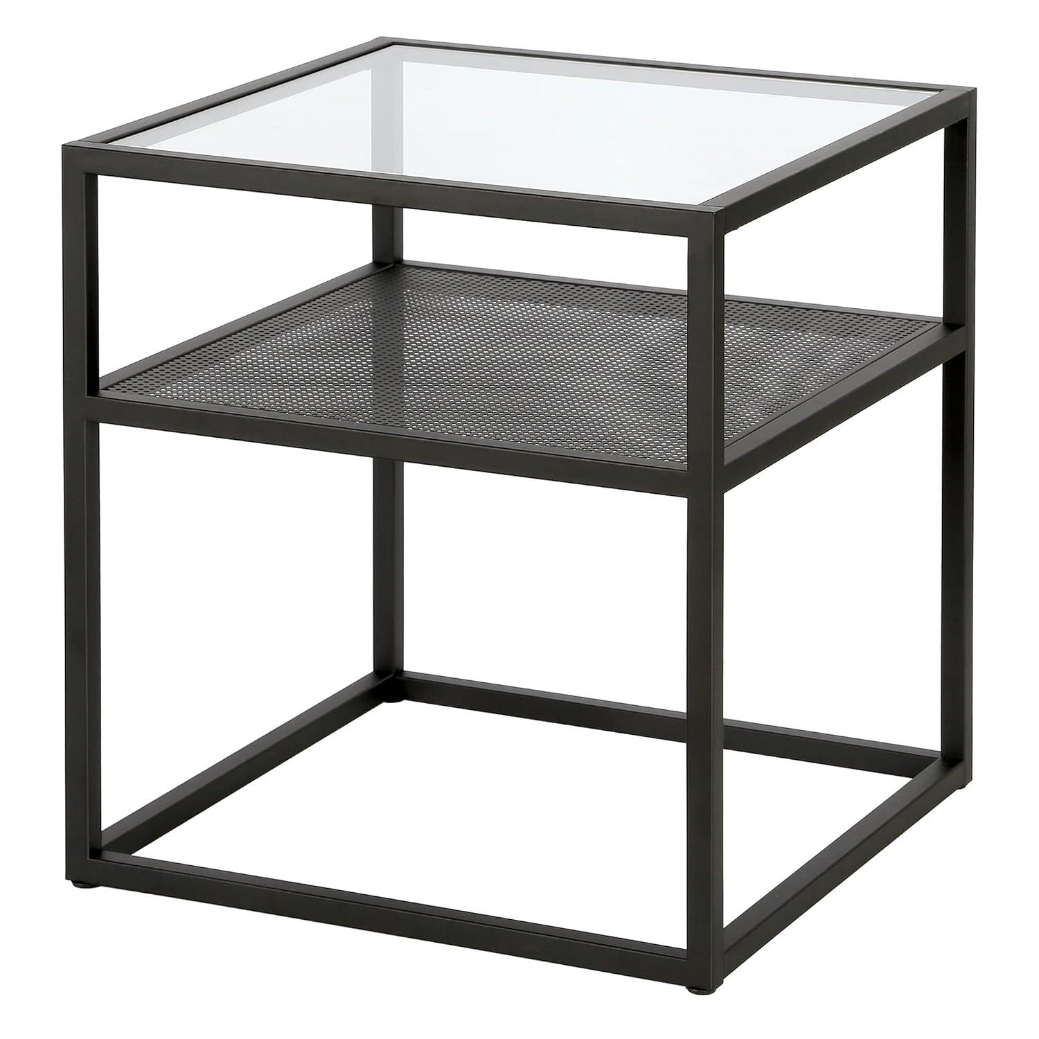 Evelyn&Zoe Nellie 20" Wide Square Side Table, Blackened Bronze
