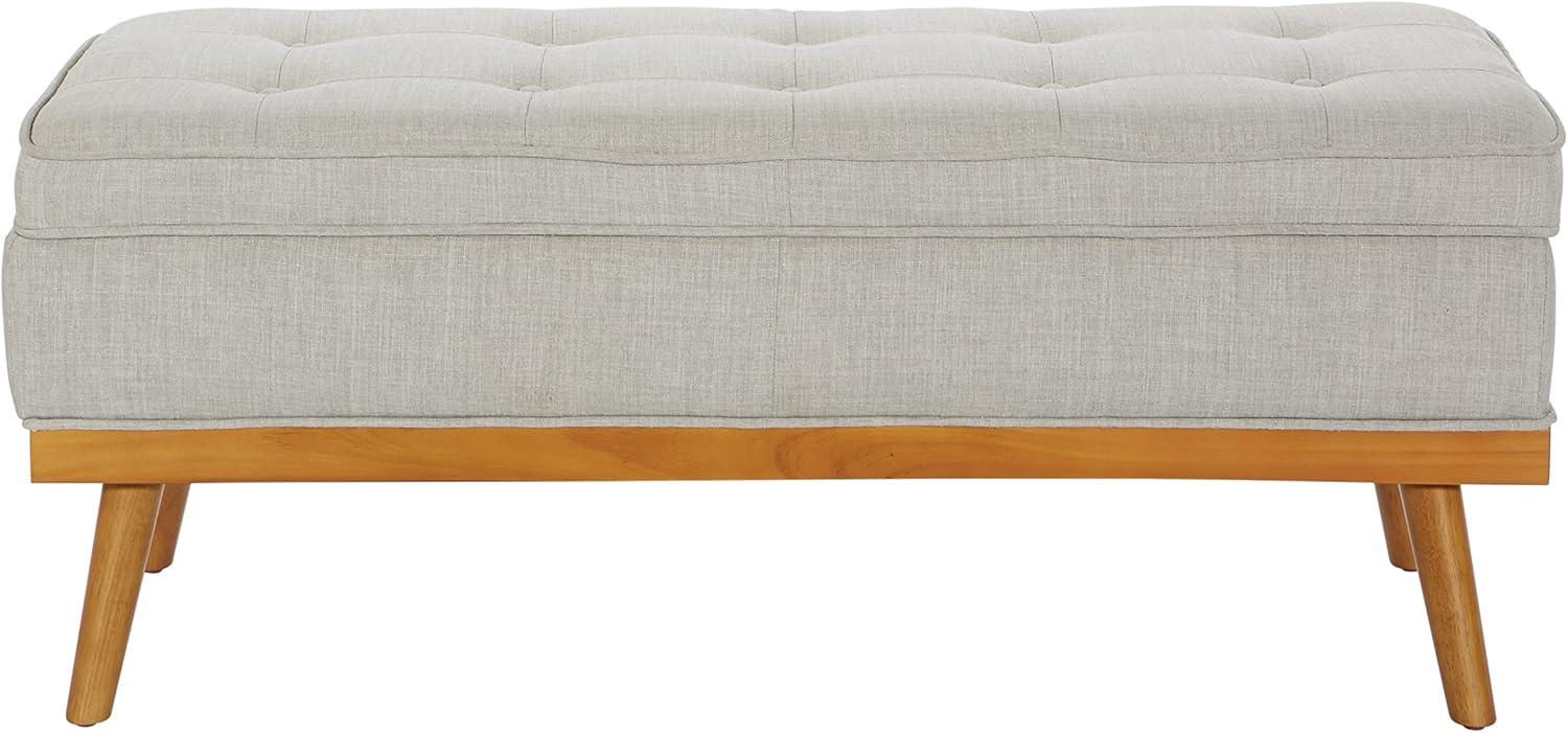 Katheryn Storage Bench Fog - OSP Home Furnishings: Upholstered Ottoman, Mid-Century Modern, Plywood Frame