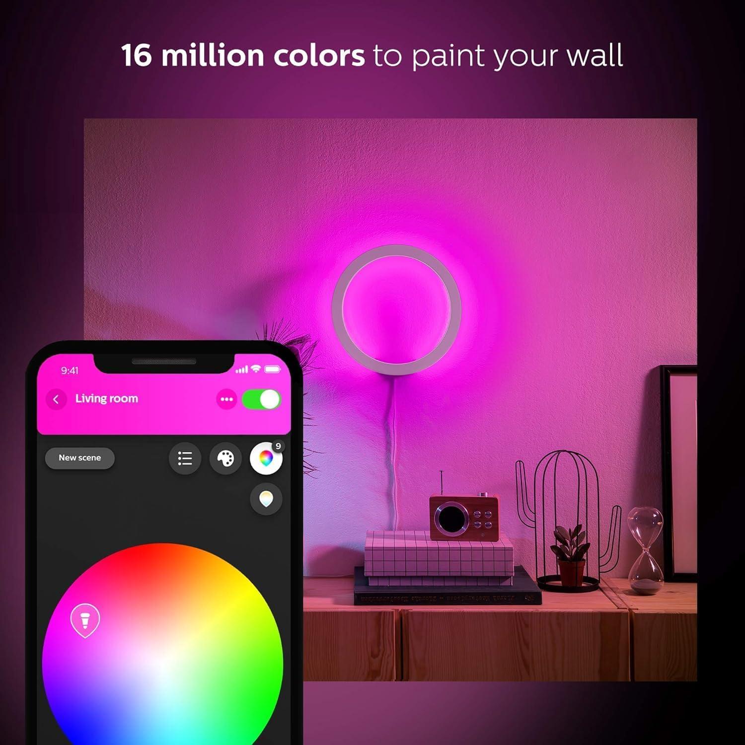 White Dimmable Smart LED Wall Light with Color Ambiance