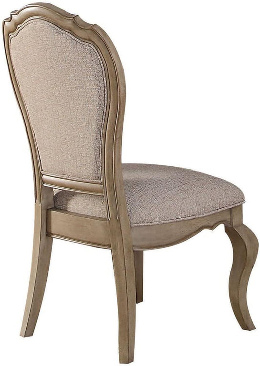 Button Tufted Upholstered Dining Side Chair Set of 2 Beige - Saltoro Sherpi