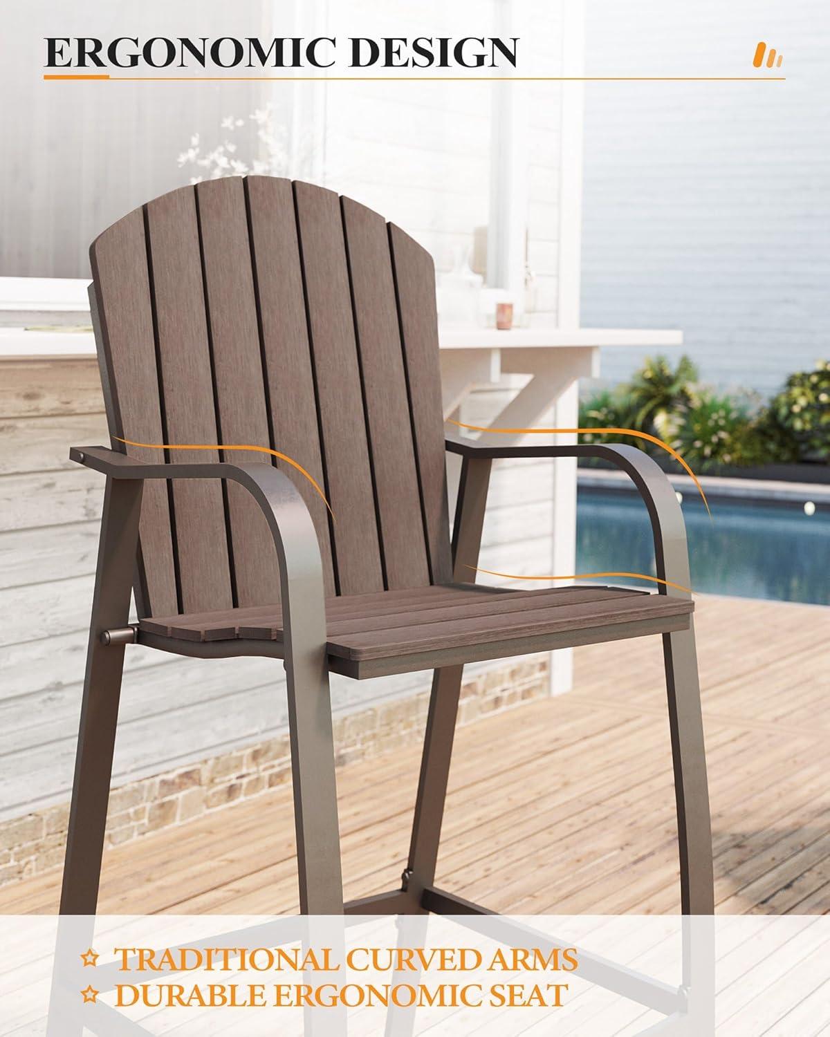 2pc Outdoor Counter Height Bar Stools - Brown - Crestlive Products: Aluminum Frame, Weather-Resistant Patio Seating