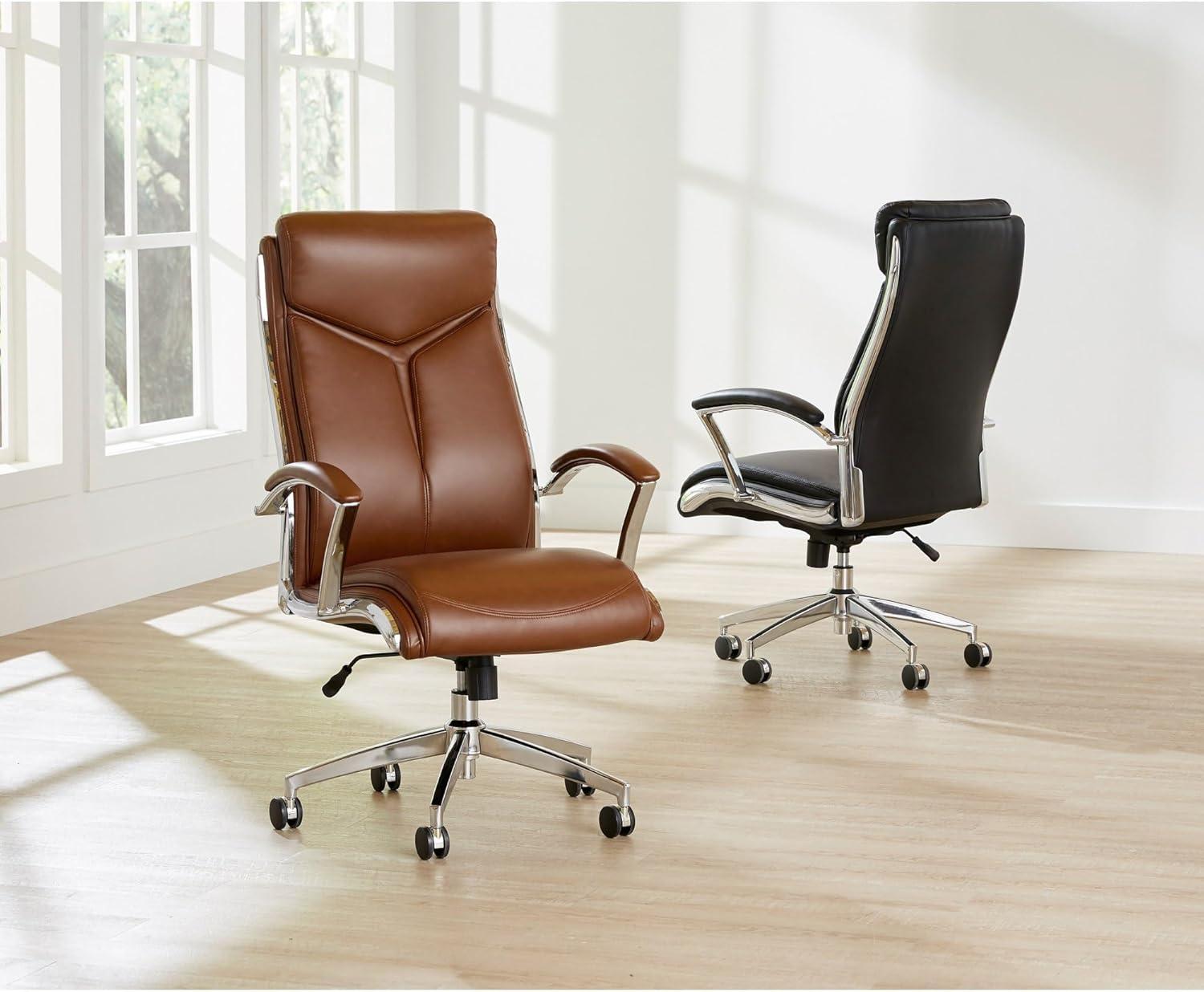 ® JOMA Comfort Verismo Bonded Leather High-Back Executive Chair  Black/Chrome  BIFMA Compliant