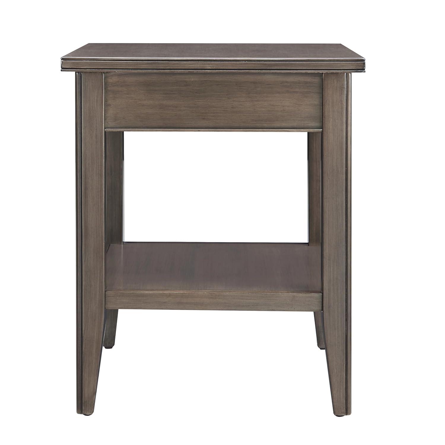 Leick Home 10507-GR Laurent End Table with Drawer and Display Shelf, Gray