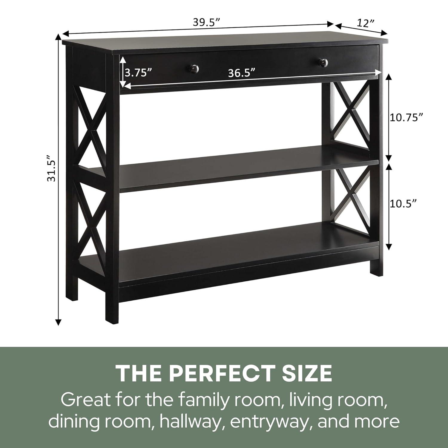 Convenience Concepts Oxford 1-Drawer Console Table, Black Wood finish