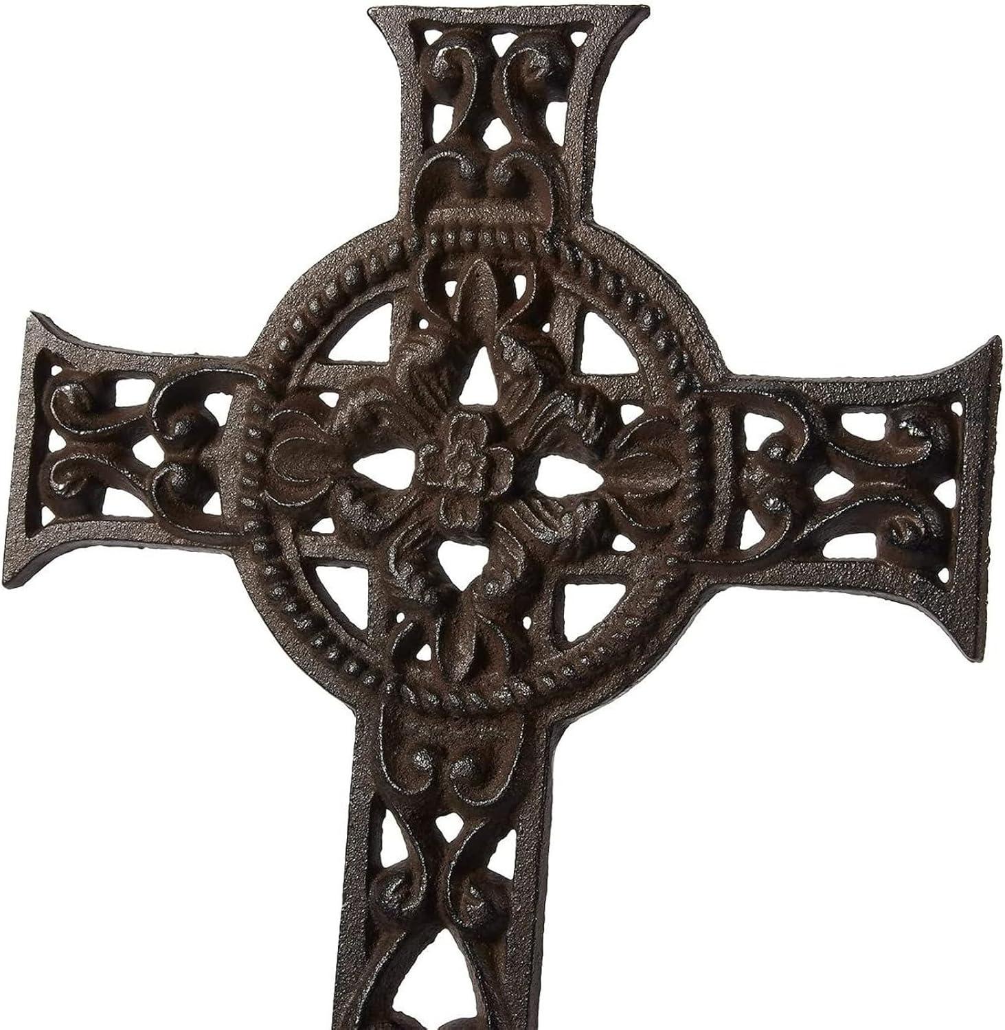 Juvale Wrought Iron Celtic Cross for Wall Decor, Metal Cross for Christian, Religious Art Lovers, Dark Bronze,11.5x7.7x0.5 inch