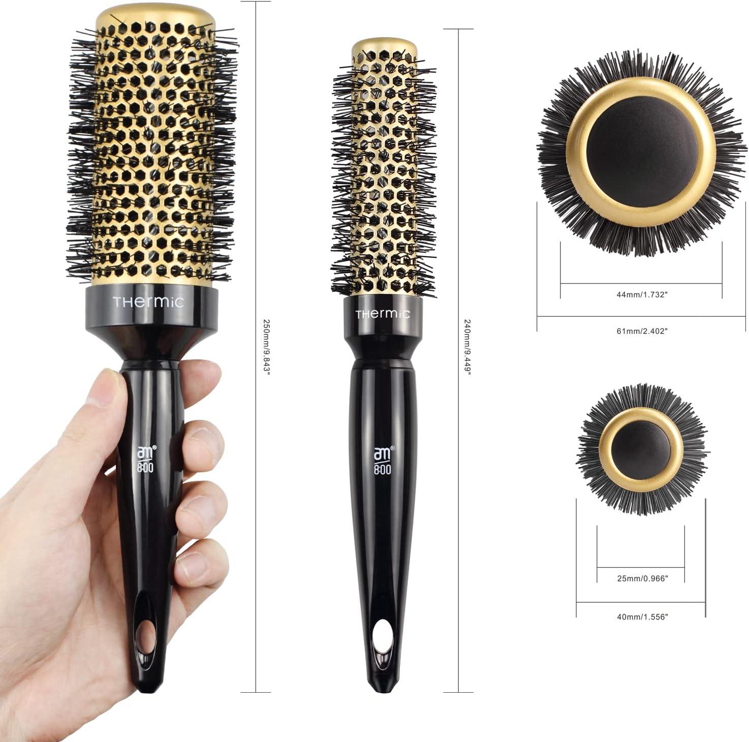 Black Ceramic Round Hair Brush Set with Nylon Bristles