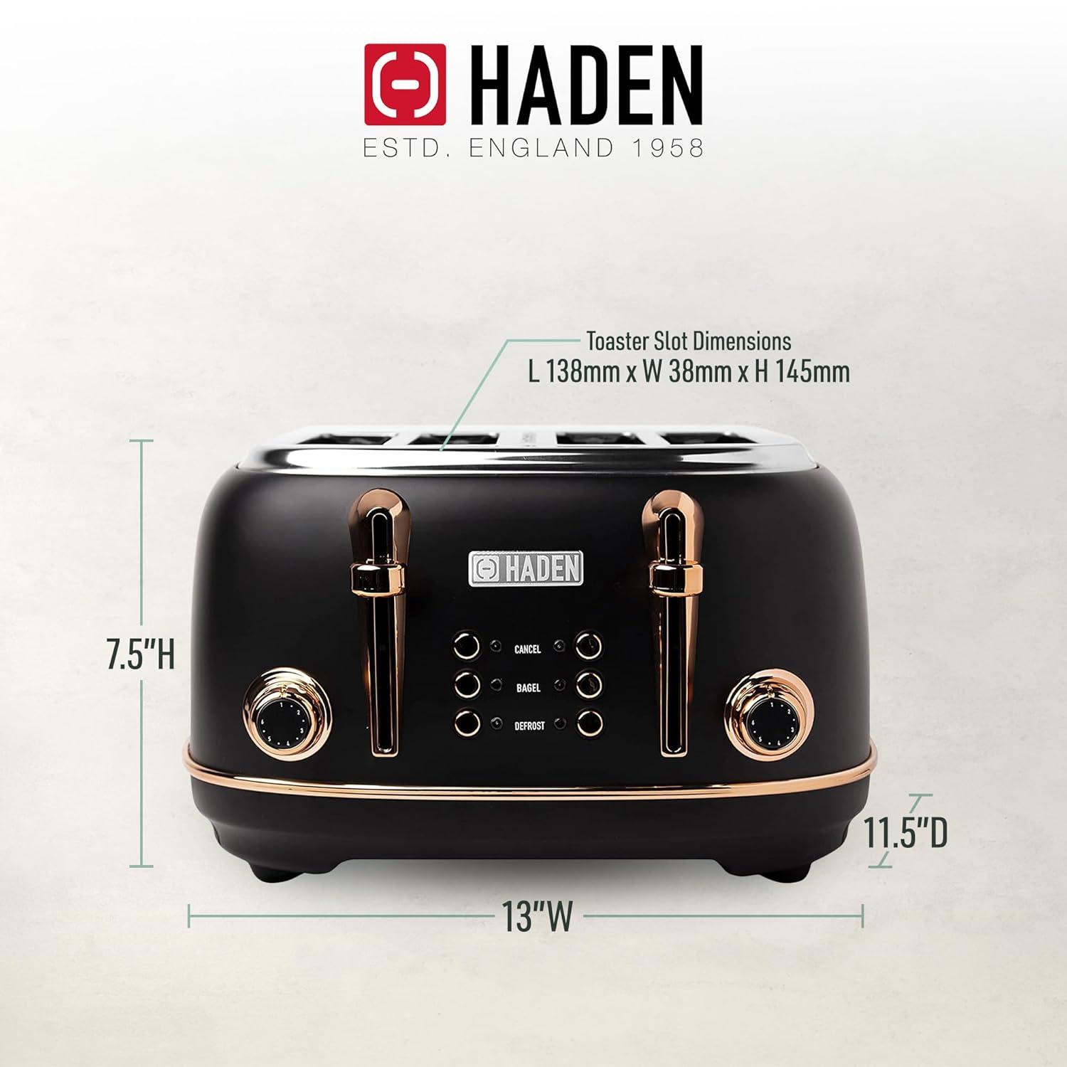 HADEN Heritage Black and Copper 4-Slice Toaster