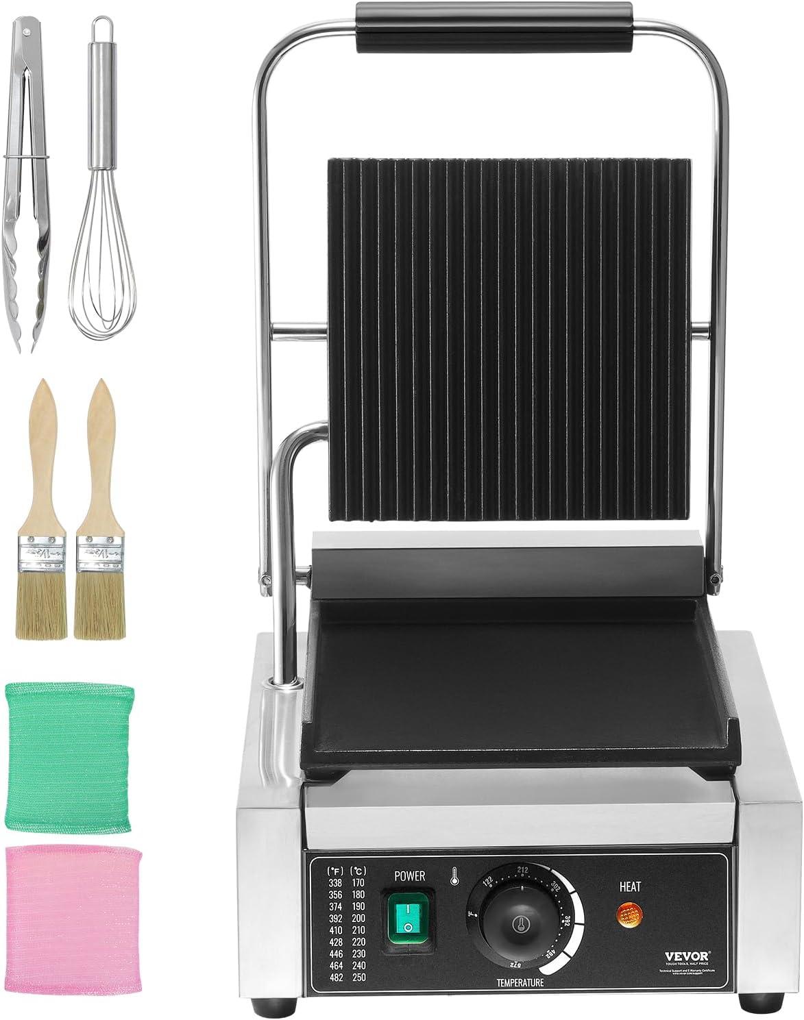 Stellweilan Tessberg Commercial Panini Press Grill Electric Sandwich Maker Griddle Plate 9"x9"