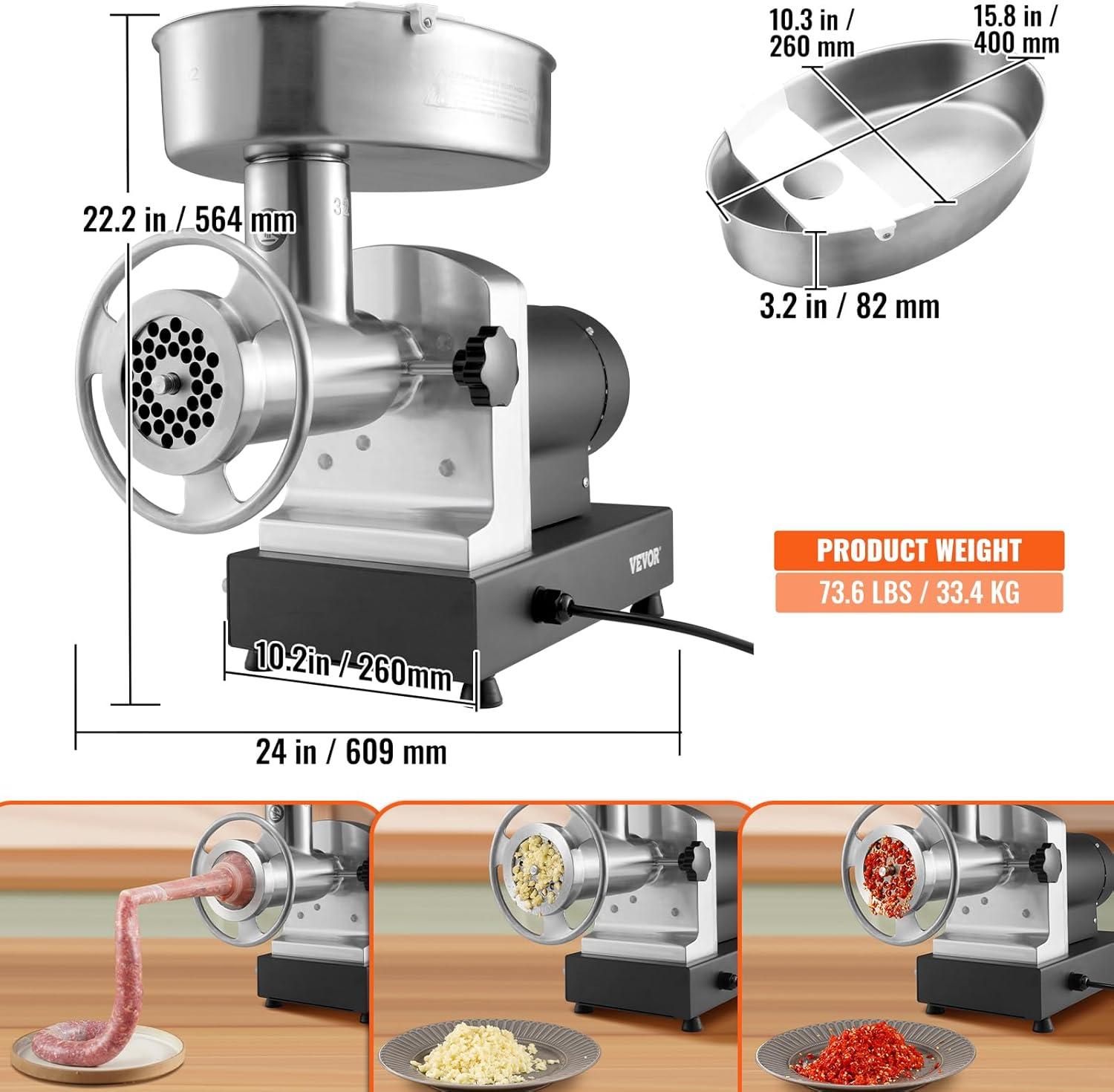 VEVOR Steel Metal Electric Meat Grinder