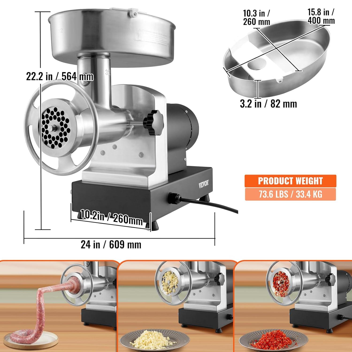 VEVOR Steel Metal Electric Meat Grinder