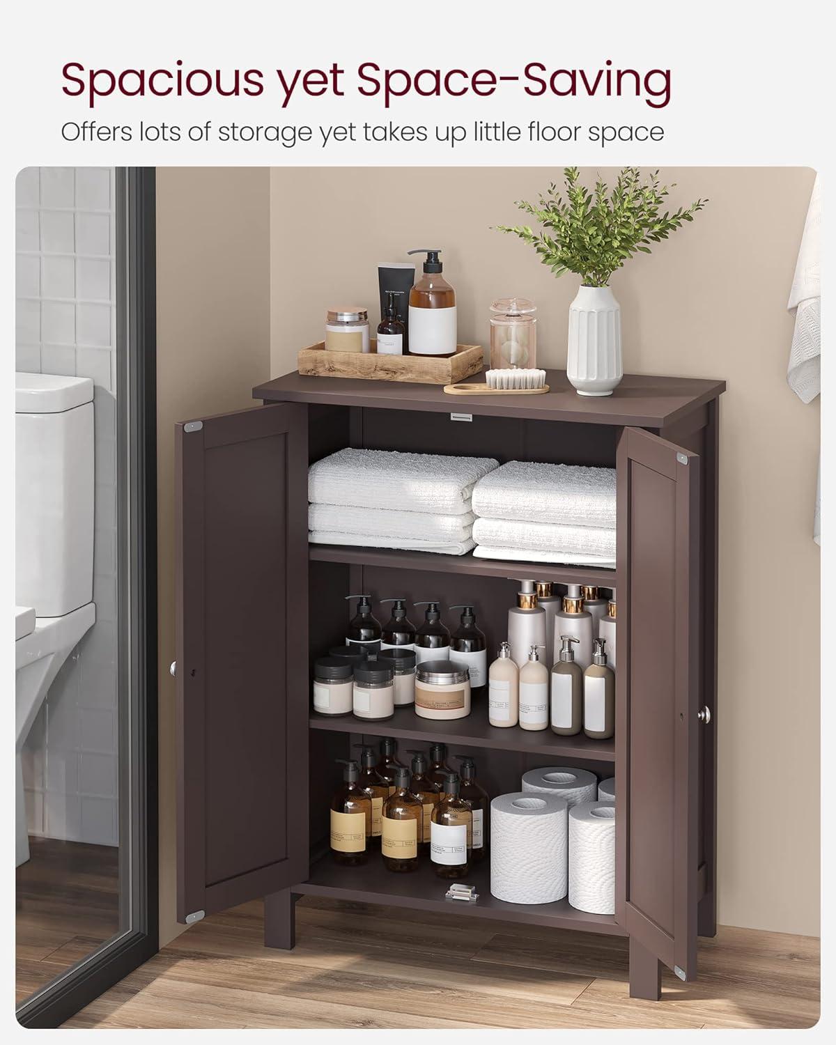 Brown MDF Living Room Cabinet with Adjustable Shelving