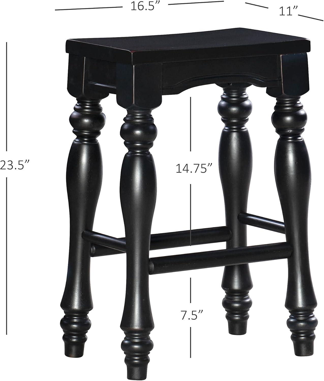 Clemmer Distressed Black Solid Wood Saddle Counter Stool