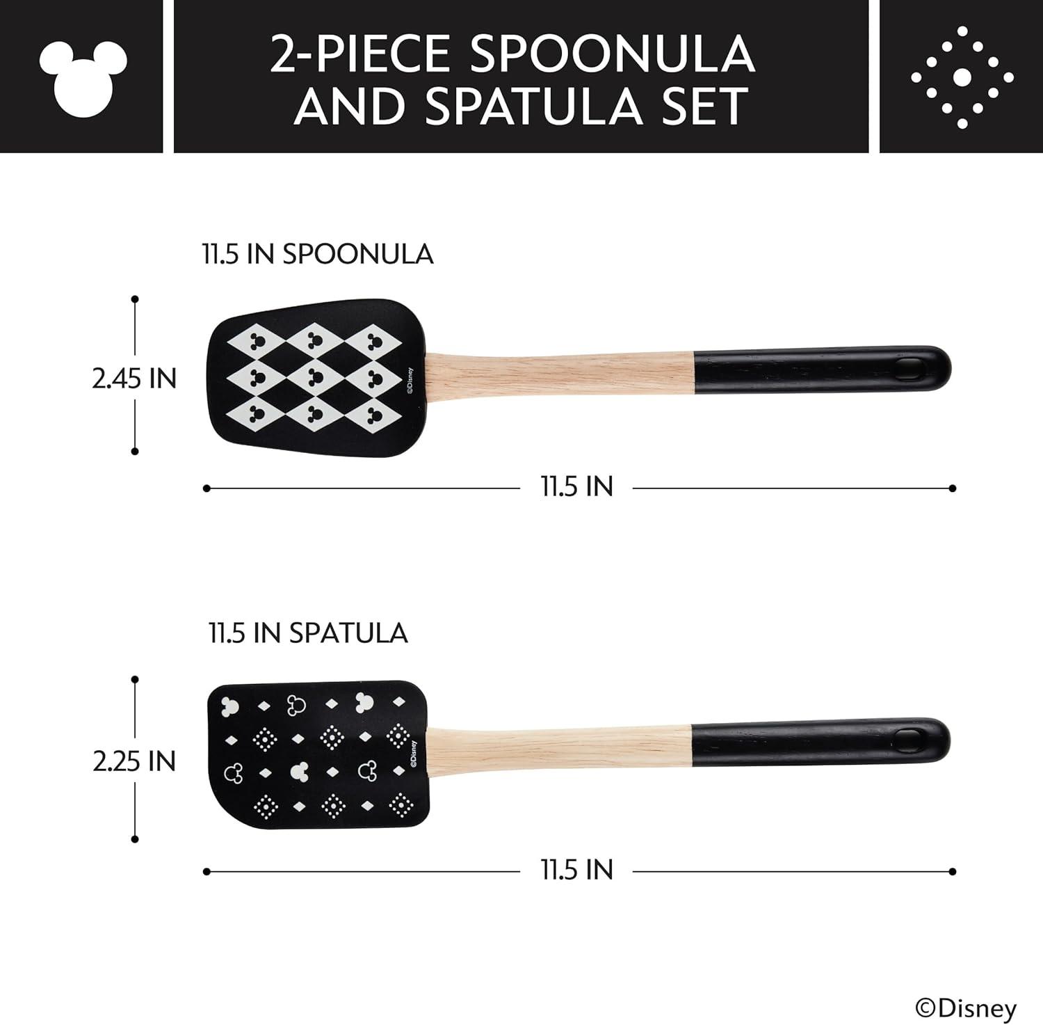 Disney Home Monochrome Spatula and Spoonula Set, 2 Piece, Black