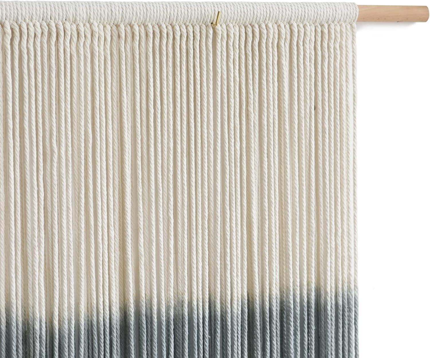 Large Gray and Black Dip Dye Cotton Macrame Wall Hanging