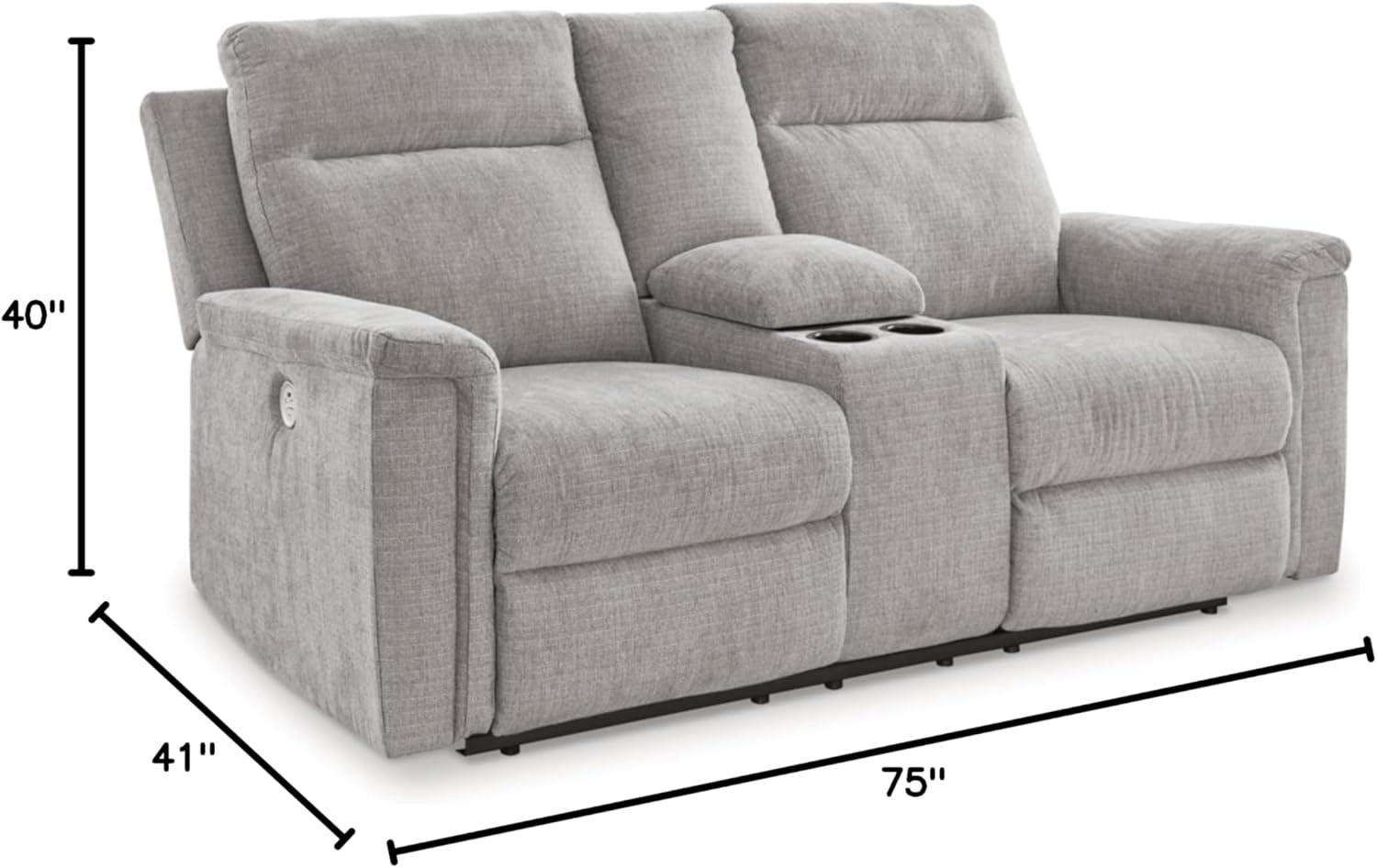 Ashley Furniture Barnsana Ash Power Reclining Loveseat with Console