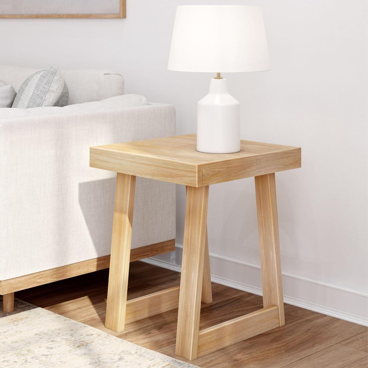 Plank+Beam Side Table for Living Room, Farmhouse Style Solid Wood Rectangular End Table, Corner Table for Small Spaces, 25"