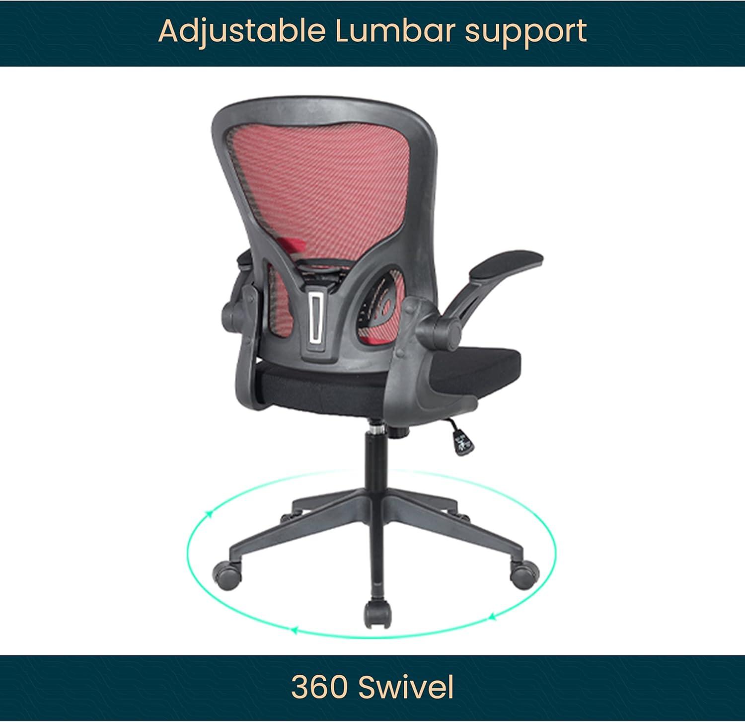 LeisureMod Newton Single Ergonomic Mesh Lumbar Support Adjustable Height Swivel Office Chair