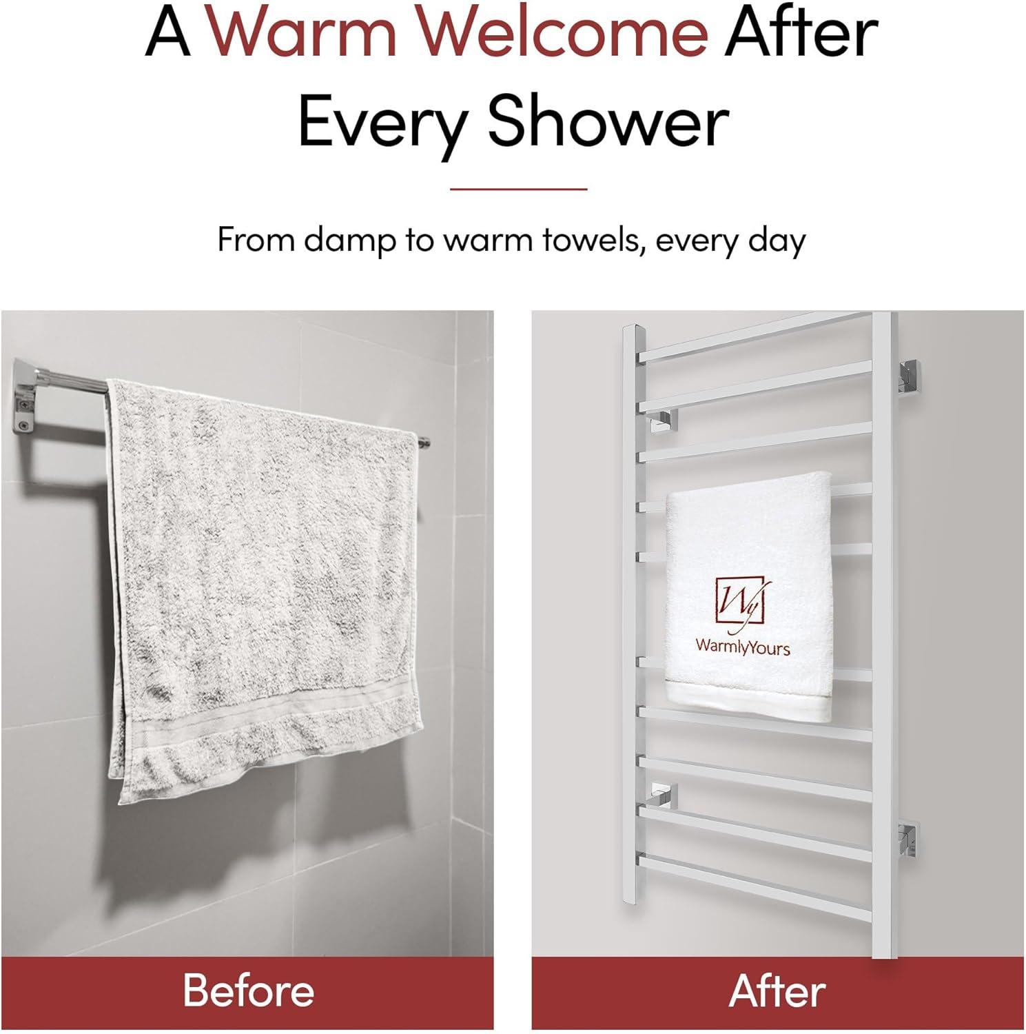 WarmlyYours TW-MT-10PS-HP Metropolitan Electric Wall-mounted Towel Warmer, Polished, 10 Bars, Dual Connection