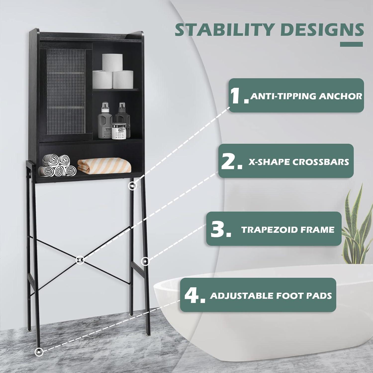 Freestanding Bathroom Toilet Above Storage Cabinet Storage Rack
