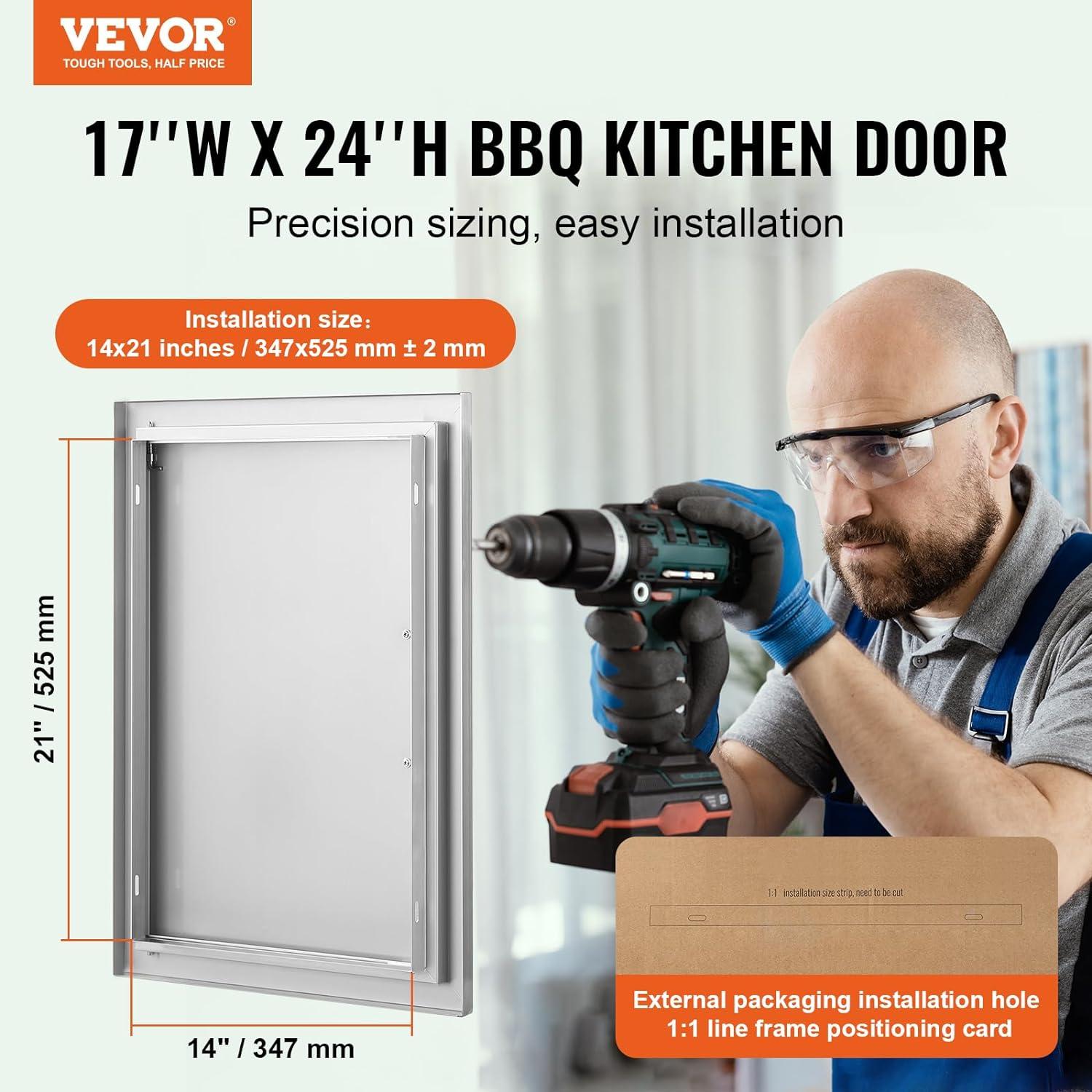 VEVOR BBQ Access Door 17-in W x 24-in H x 2-in D Built-In Grill Cabinet Single door