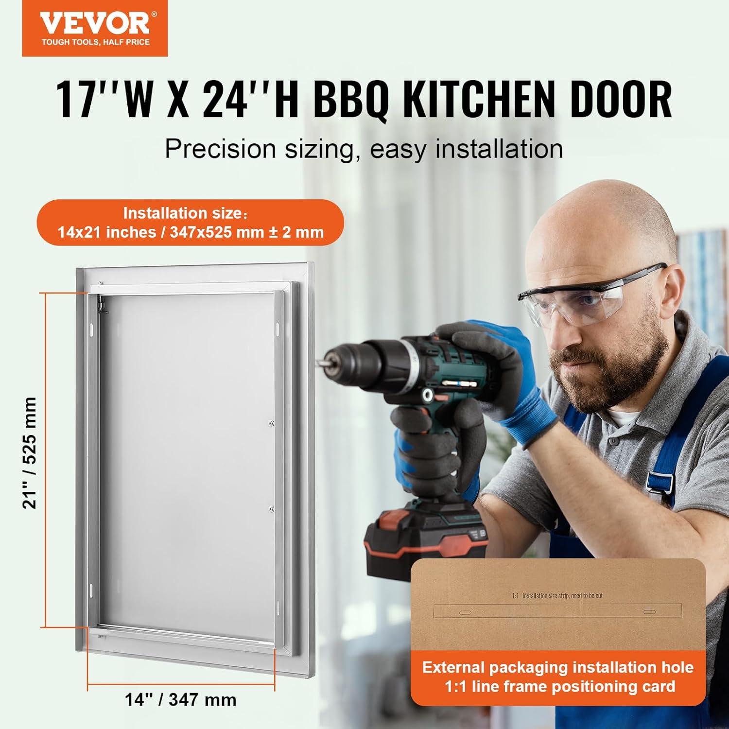 VEVOR BBQ Access Door 17-in W x 24-in H x 2-in D Built-In Grill Cabinet Single door