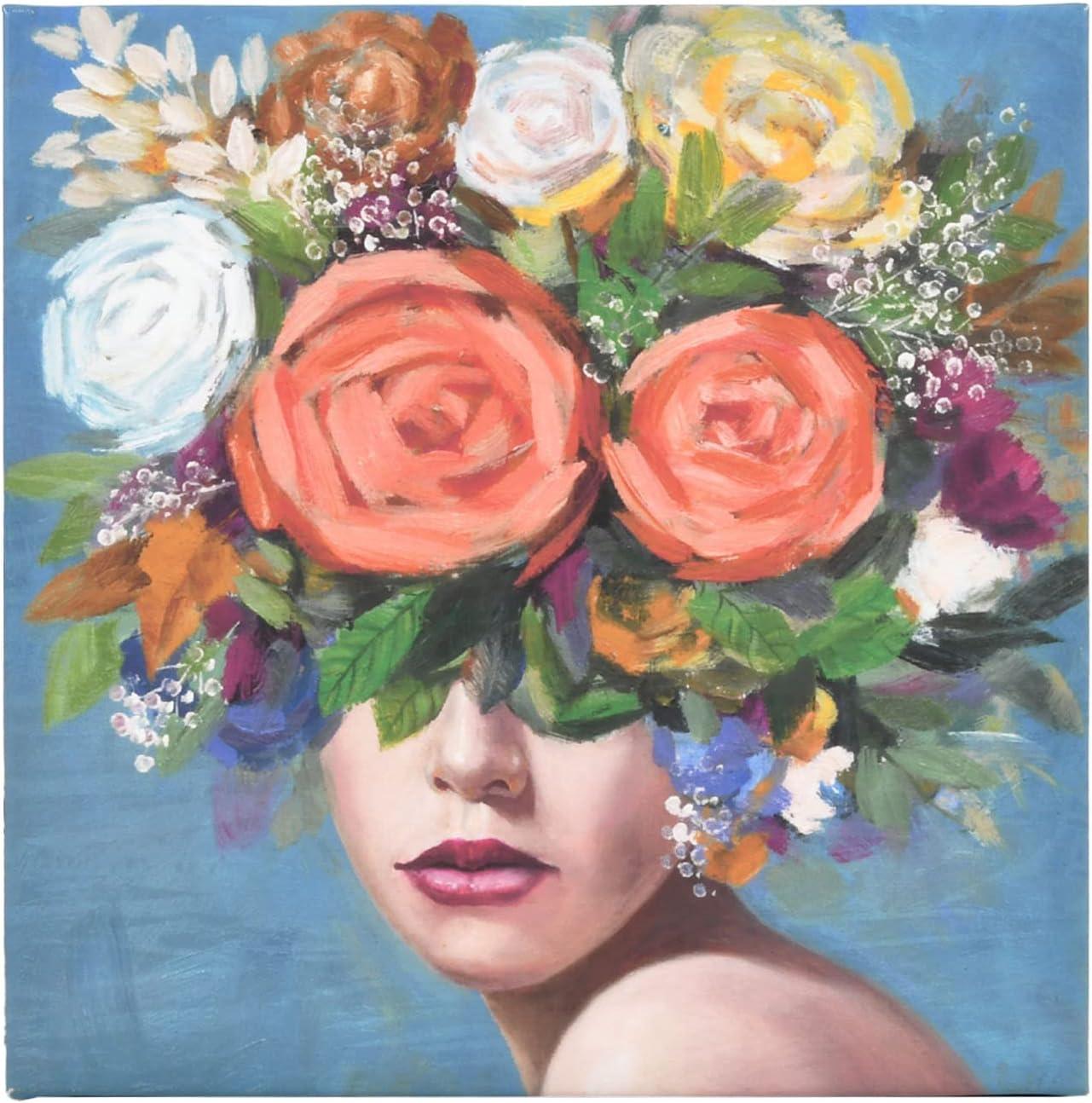 Prinz Glam Bright Flower Head Portrait 11.5" x 11.5" Canvas Wall Art, Multicolor Print