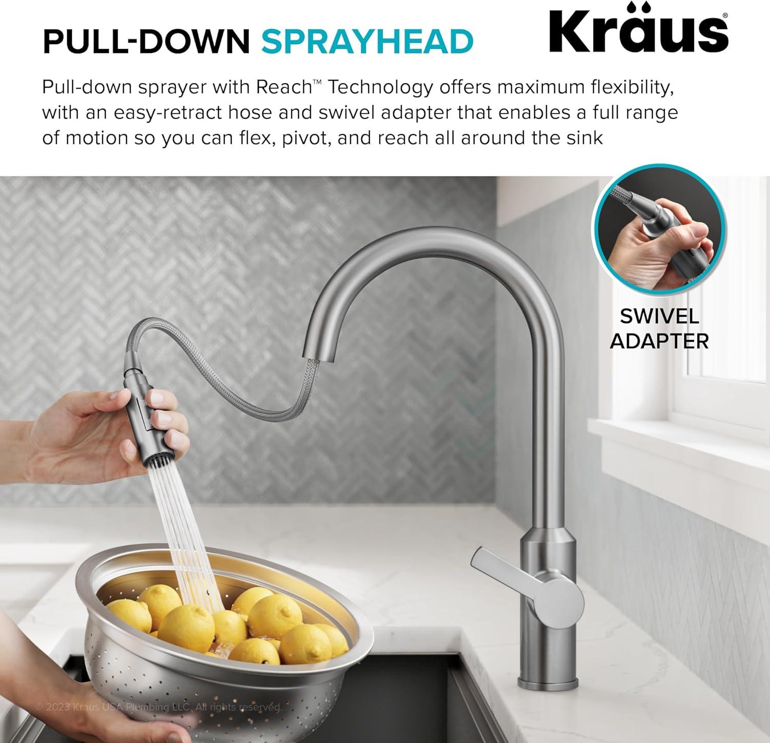 KRAUS Oletto Touchless Sensor Pull-Down Single Handle Kitchen Faucet