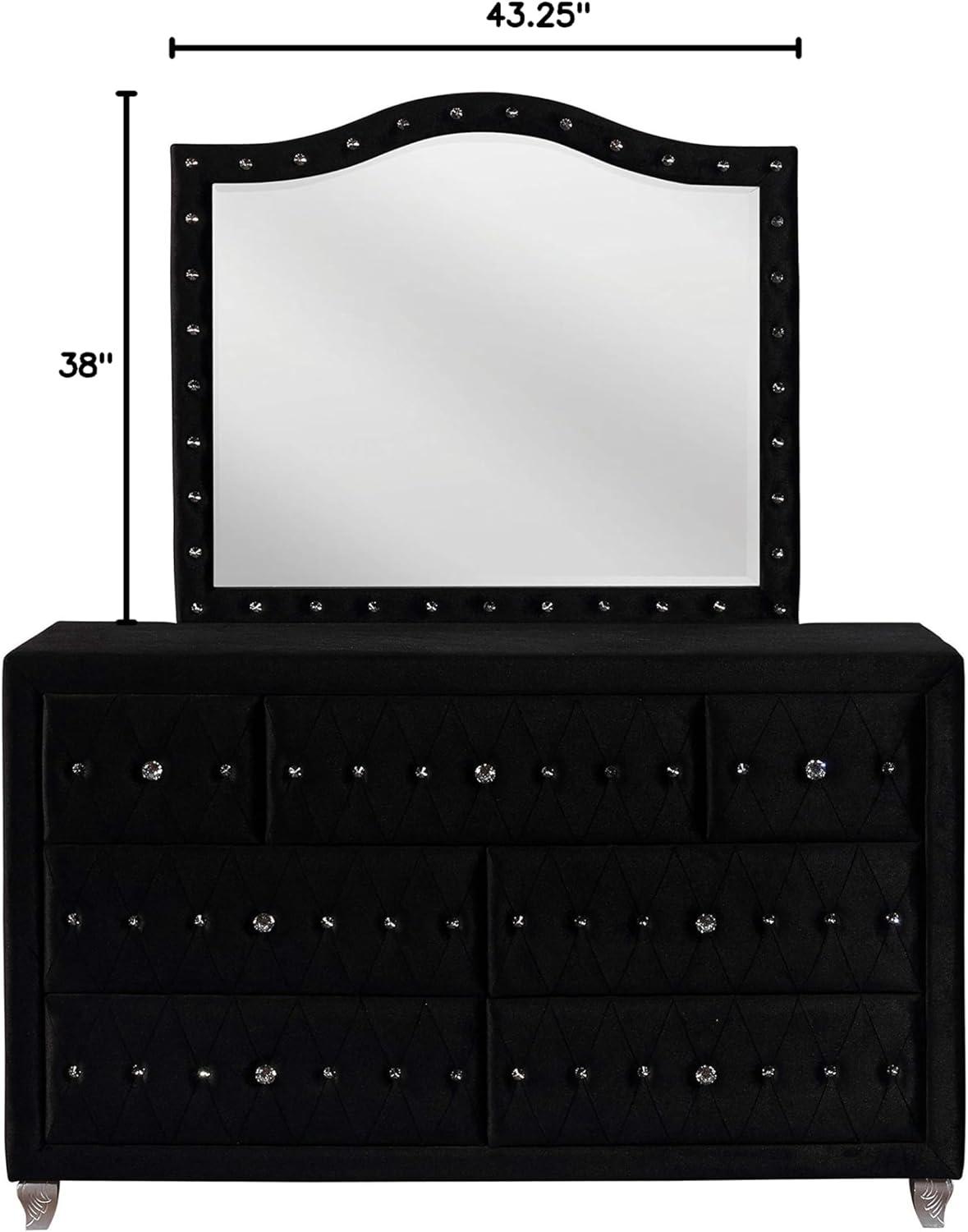 Deanna Button Tufted Dresser Mirror Black