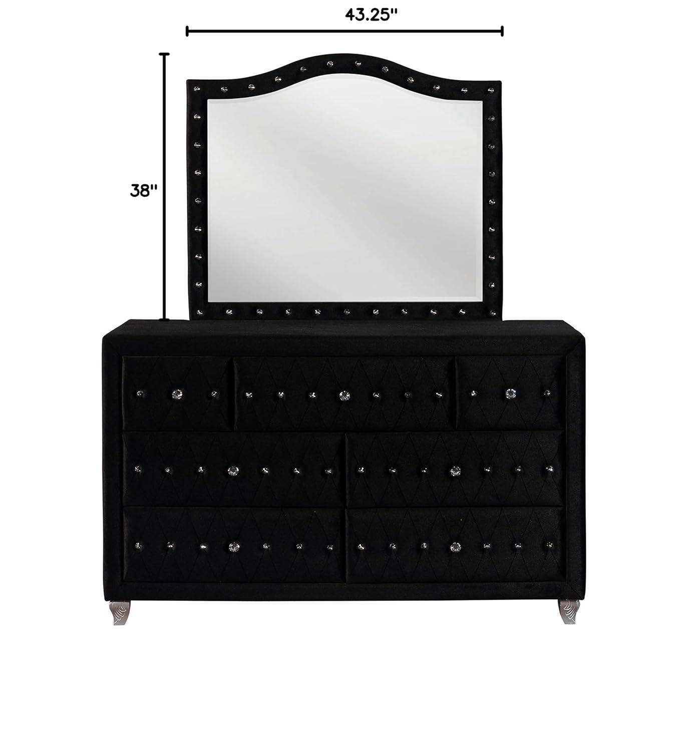 Deanna Button Tufted Dresser Mirror Black