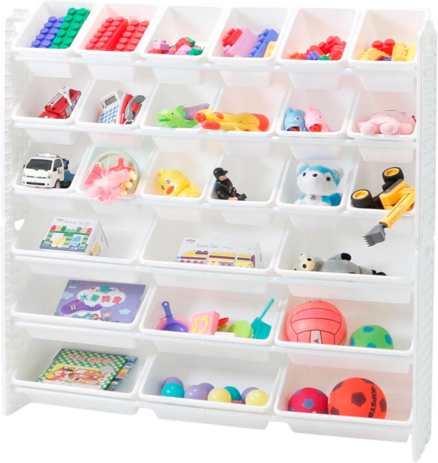 White Plastic 6-Tier Stackable Toy Storage Organizer