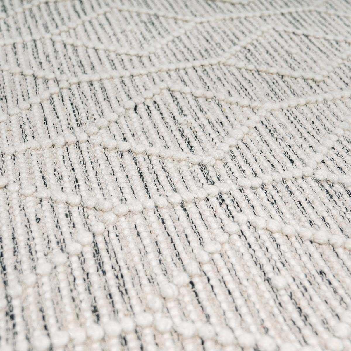 Hauteloom Carolina Boho Hand Woven Wool High Low Textured Area Rug - Farmhouse Moroccan Trellis Carpet for Living Room - Handmade Zig Zag Bubble Weave - Black, White, Cream - 12' x 15'