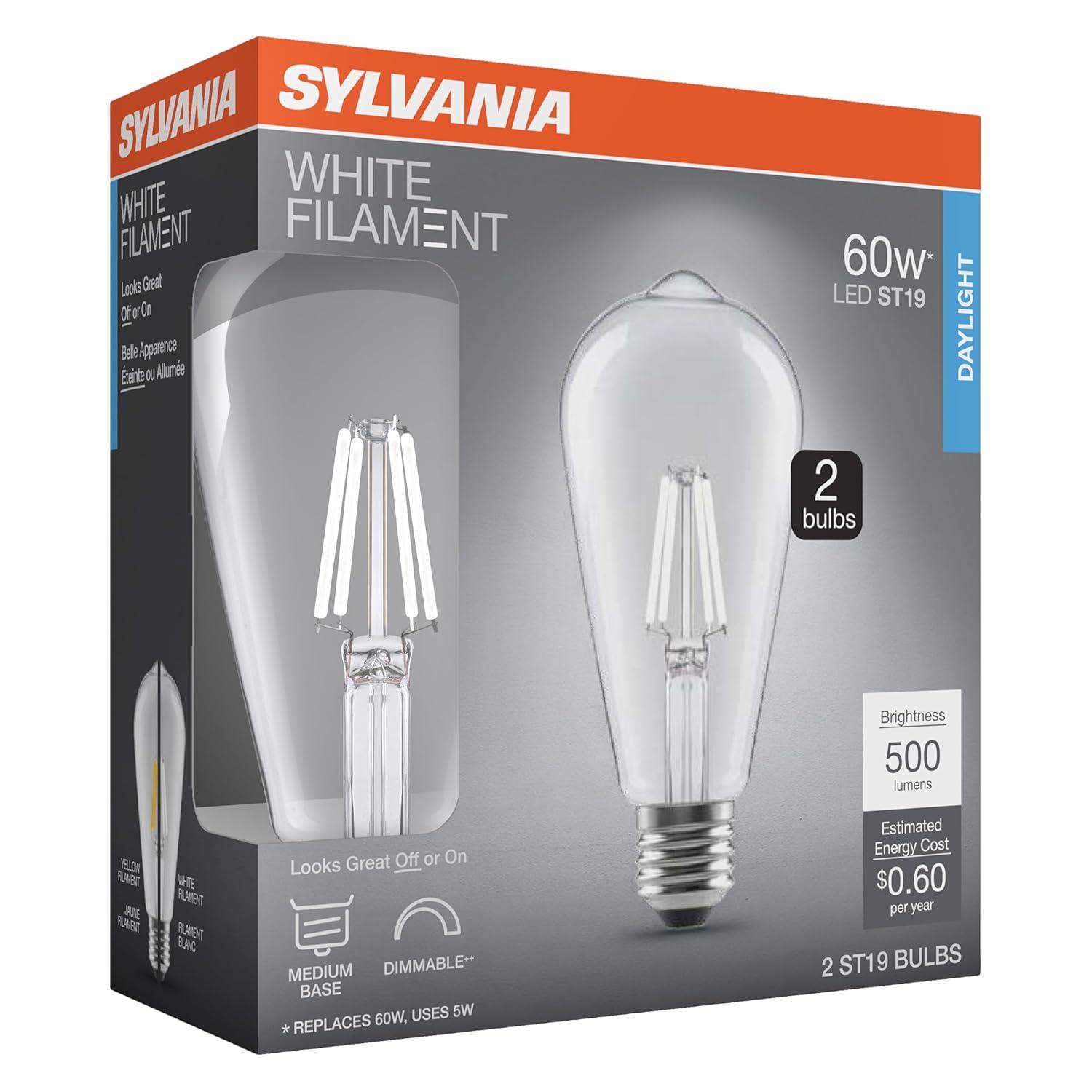 Clear LED White Filament Dimmable Bulb, 60W, Medium Base