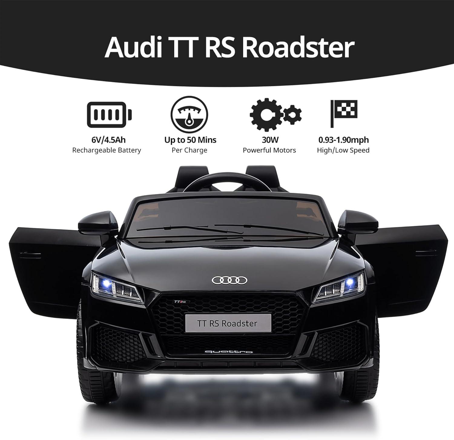 Electric Car for Kids, Licensed Audi 6V Ride on Toy Car for Toddlers with Remote, Bluetooth